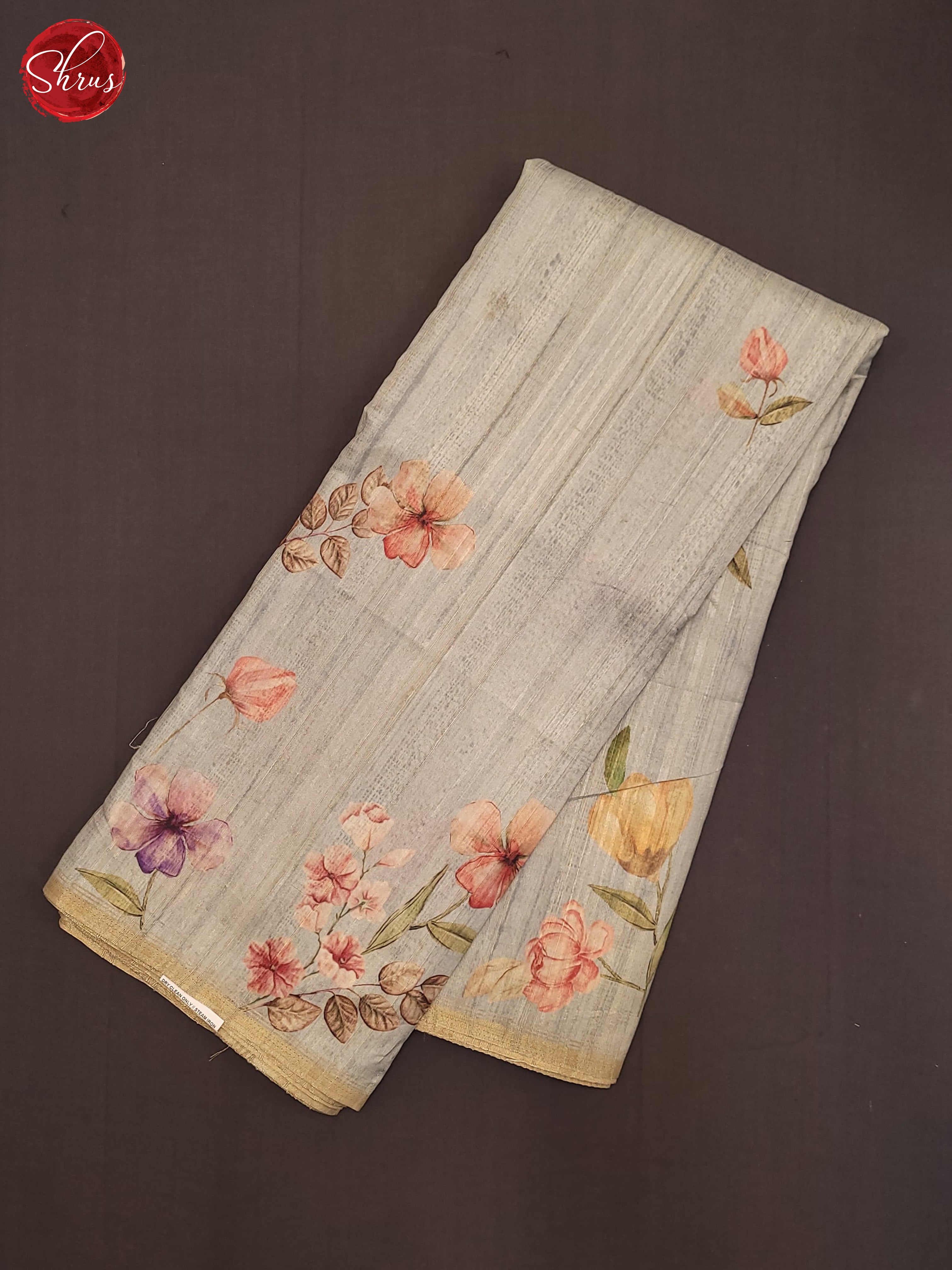 Bluish Grey(Single Tone) - Semi Tussar Saree - Shop on ShrusEternity.com