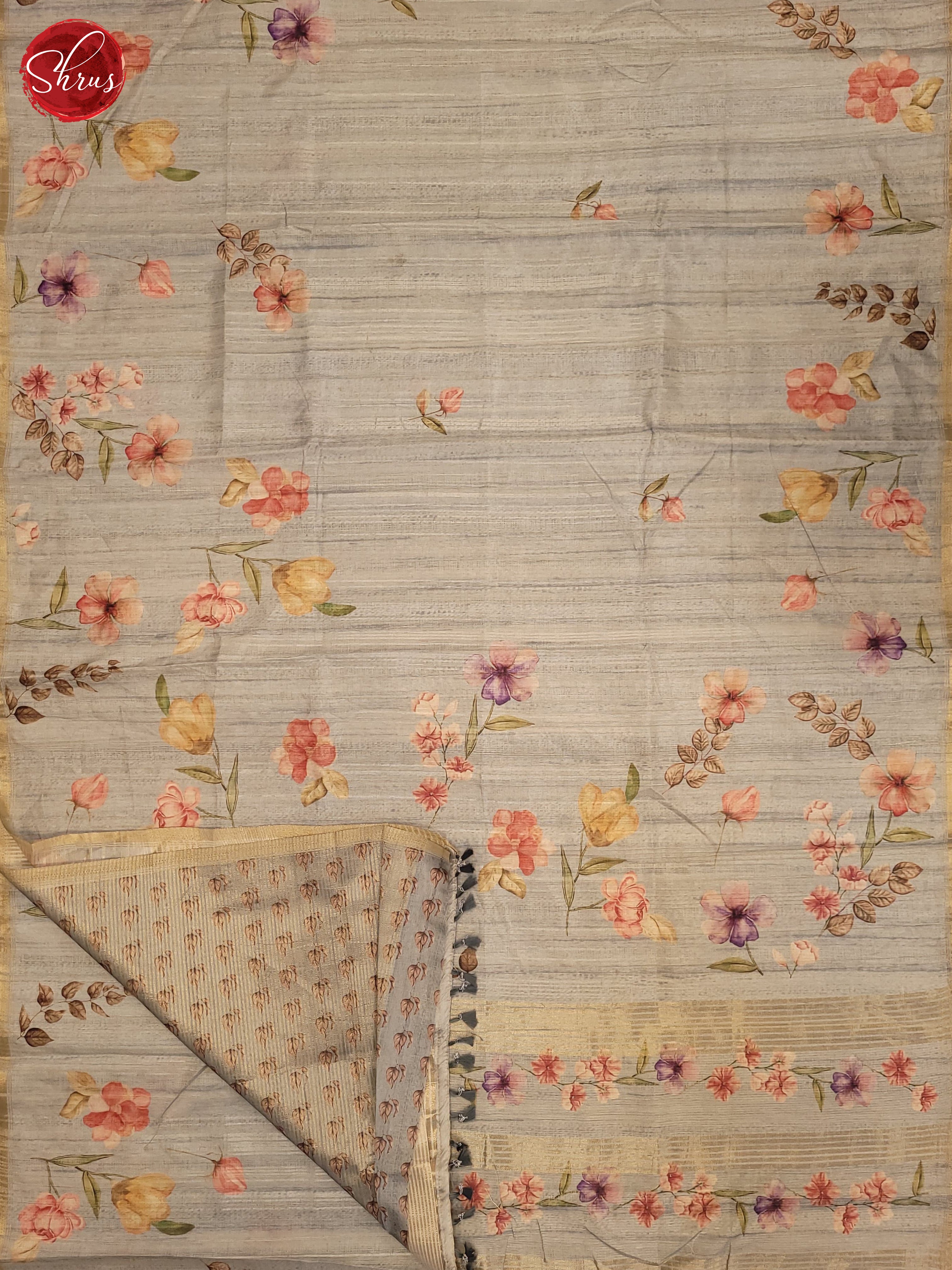 Bluish Grey(Single Tone) - Semi Tussar Saree - Shop on ShrusEternity.com