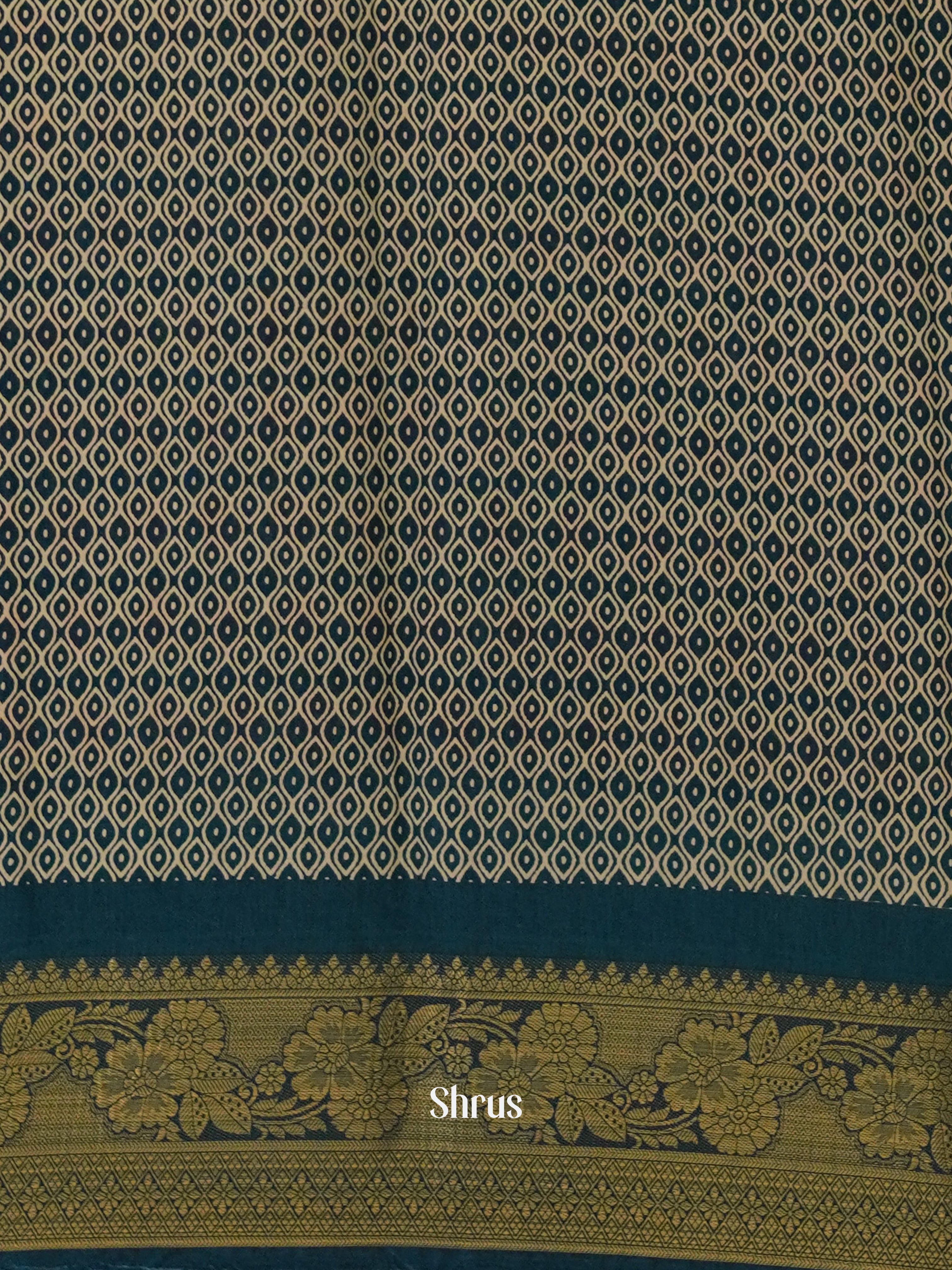 Blue & Red - Semi Crepe Saree - Shop on ShrusEternity.com