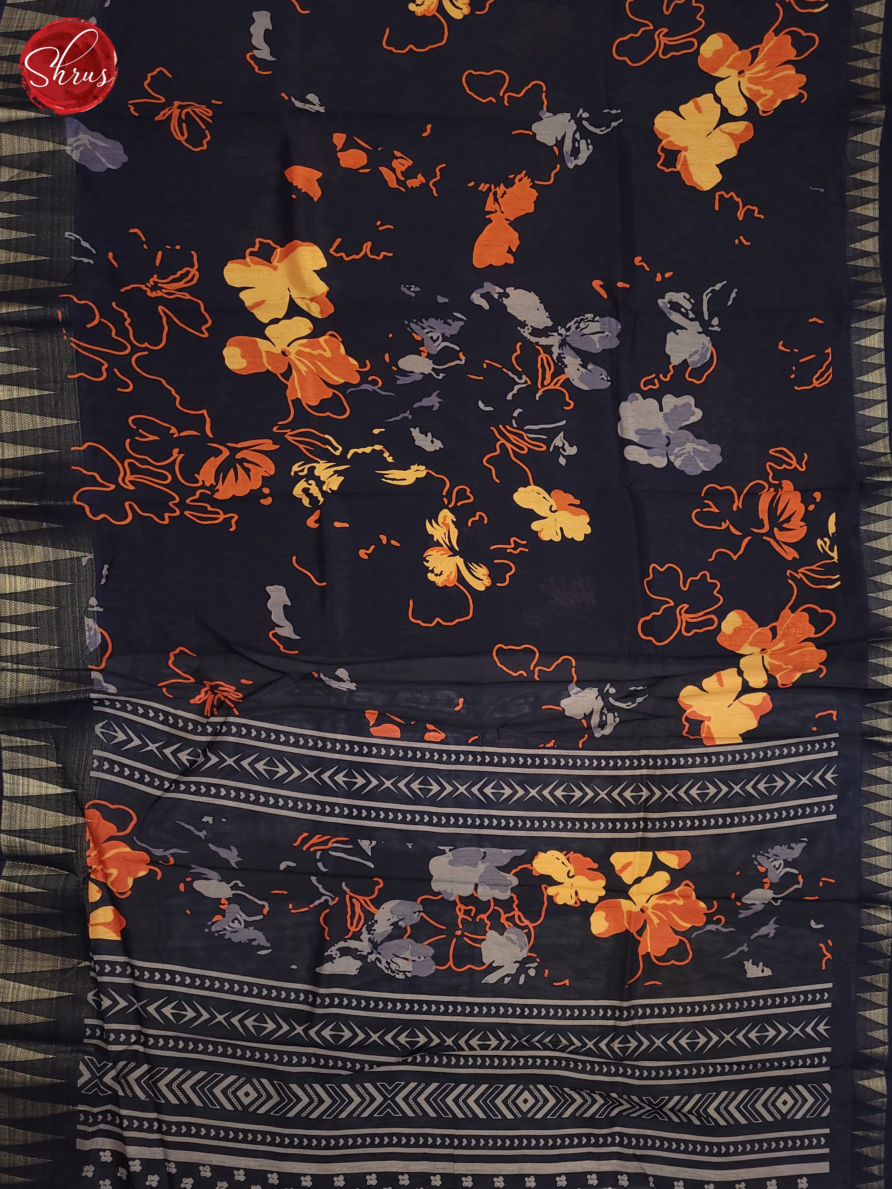 Dark Blue(Single Tone) - Semi Crepe Saree - Shop on ShrusEternity.com