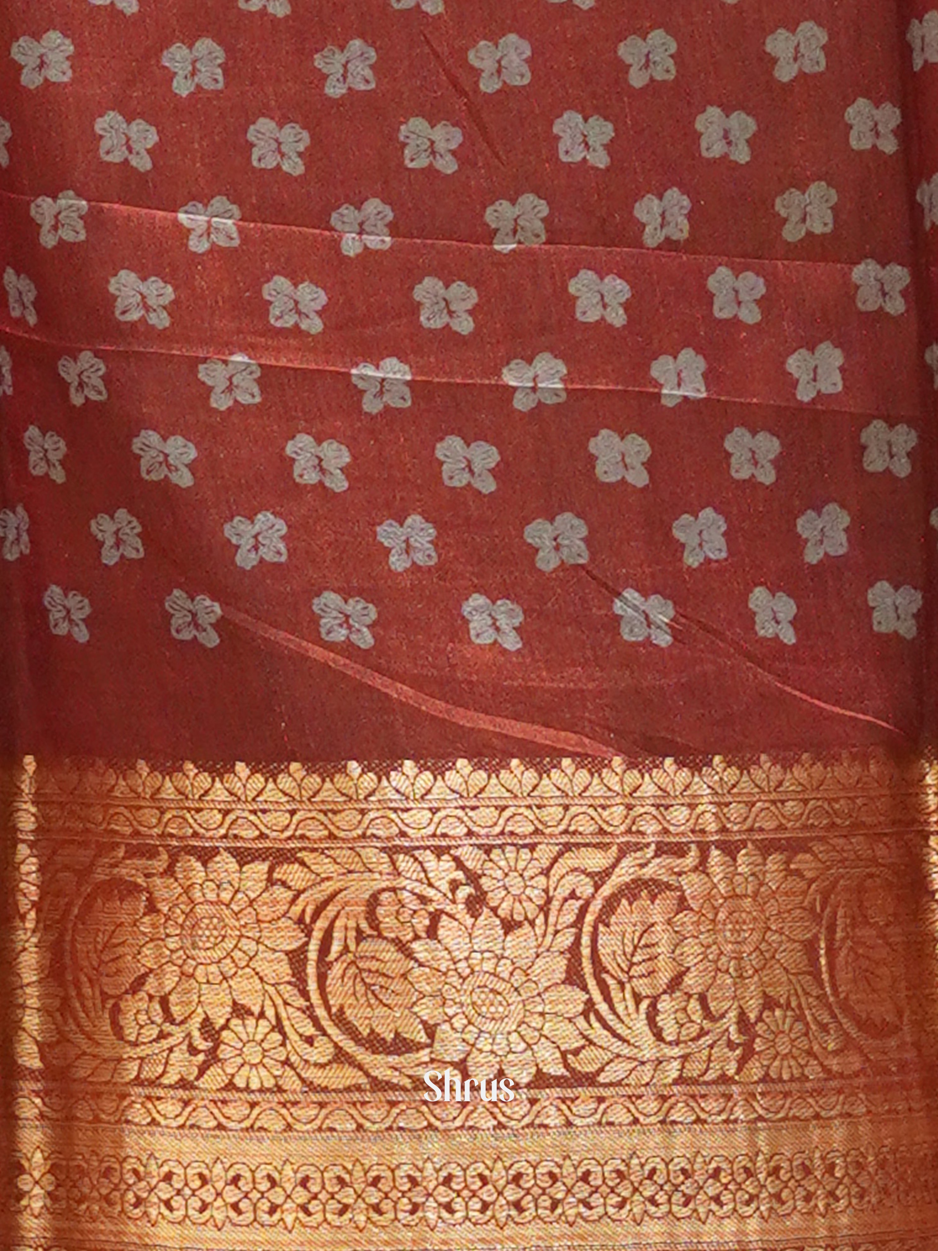 Red(Single Tone)- Semi Crepe Saree - Shop on ShrusEternity.com