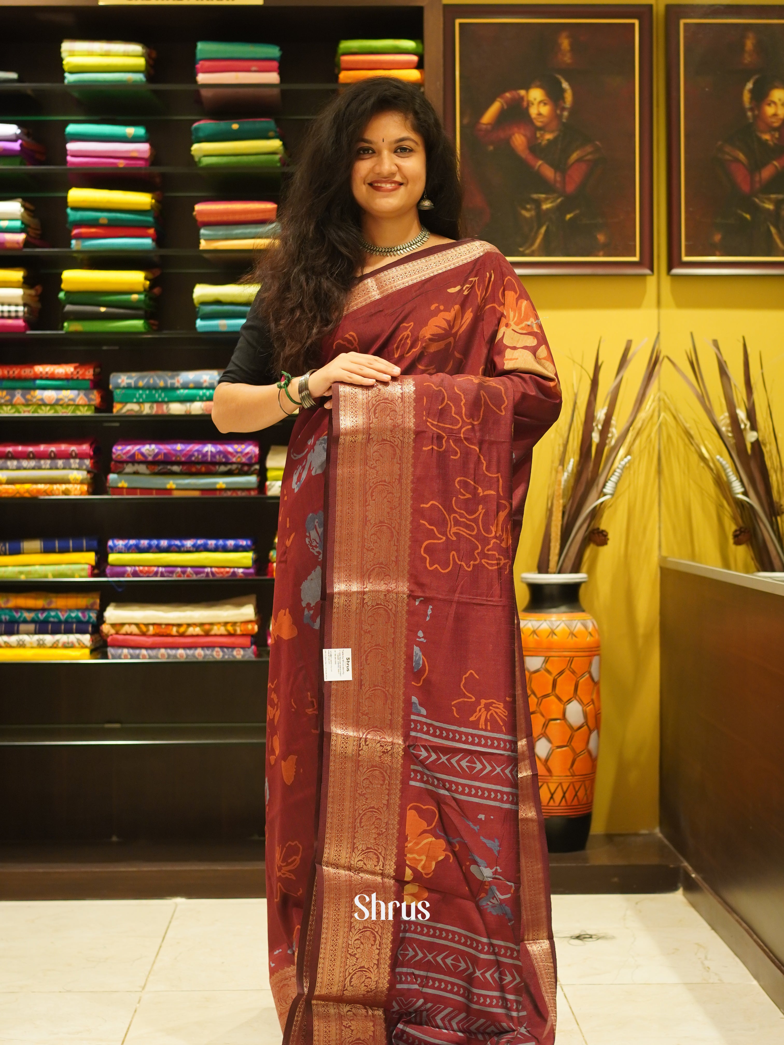 Red(Single Tone)- Semi Crepe Saree - Shop on ShrusEternity.com