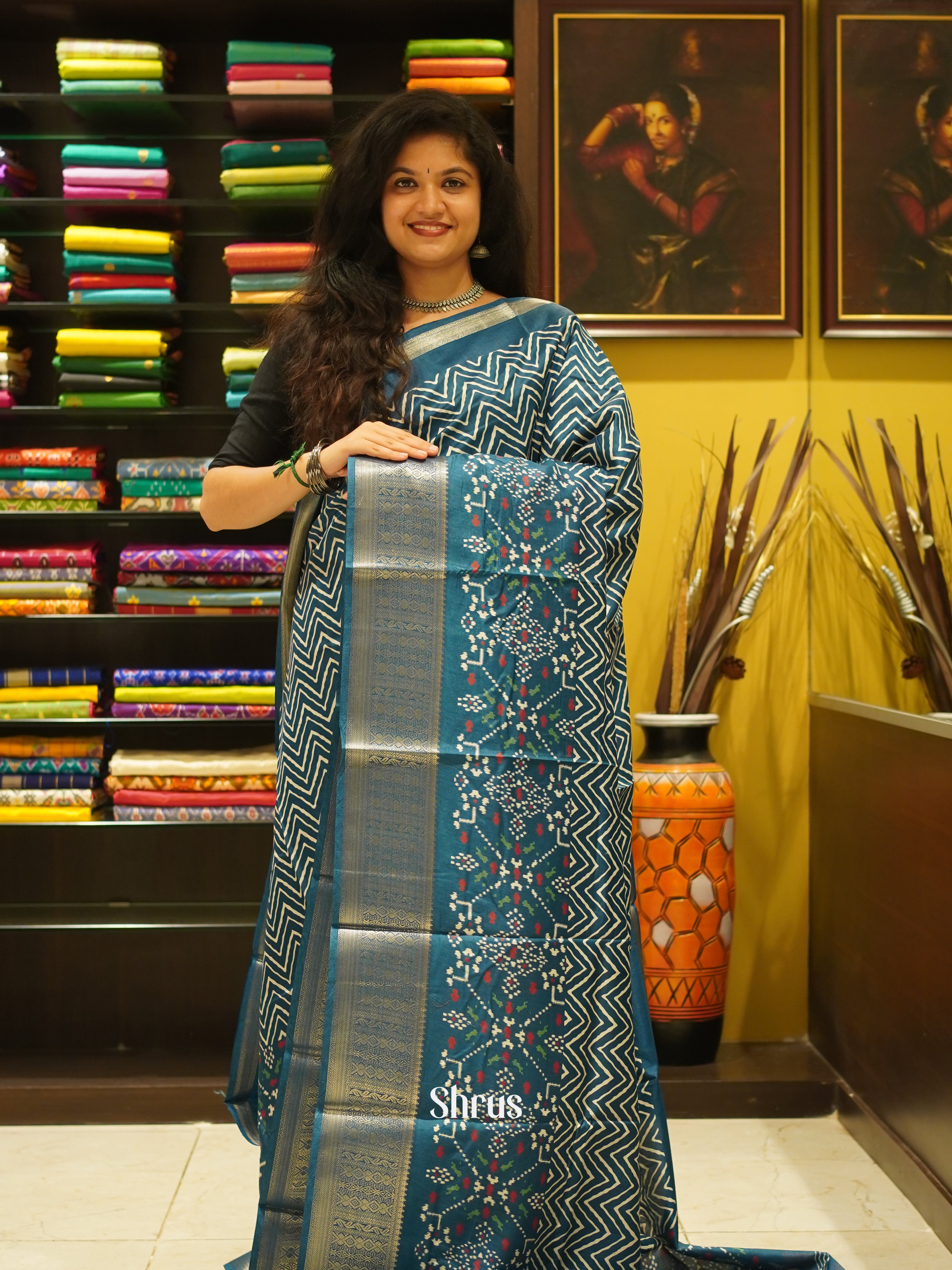 Blue(Single Tone) - Semi crepe Saree - Shop on ShrusEternity.com