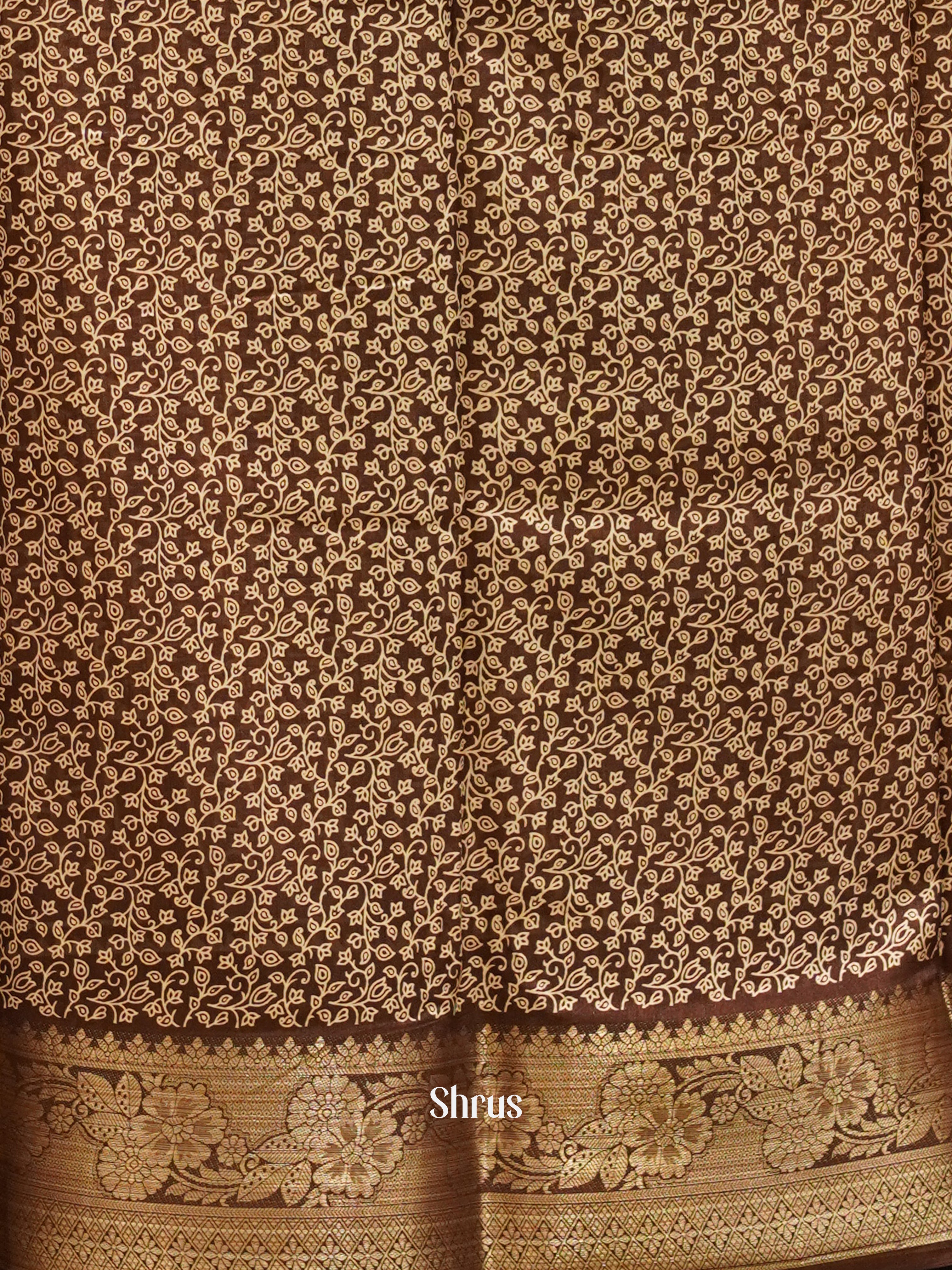 Brown(Single tone) - Semi Crepe Saree - Shop on ShrusEternity.com