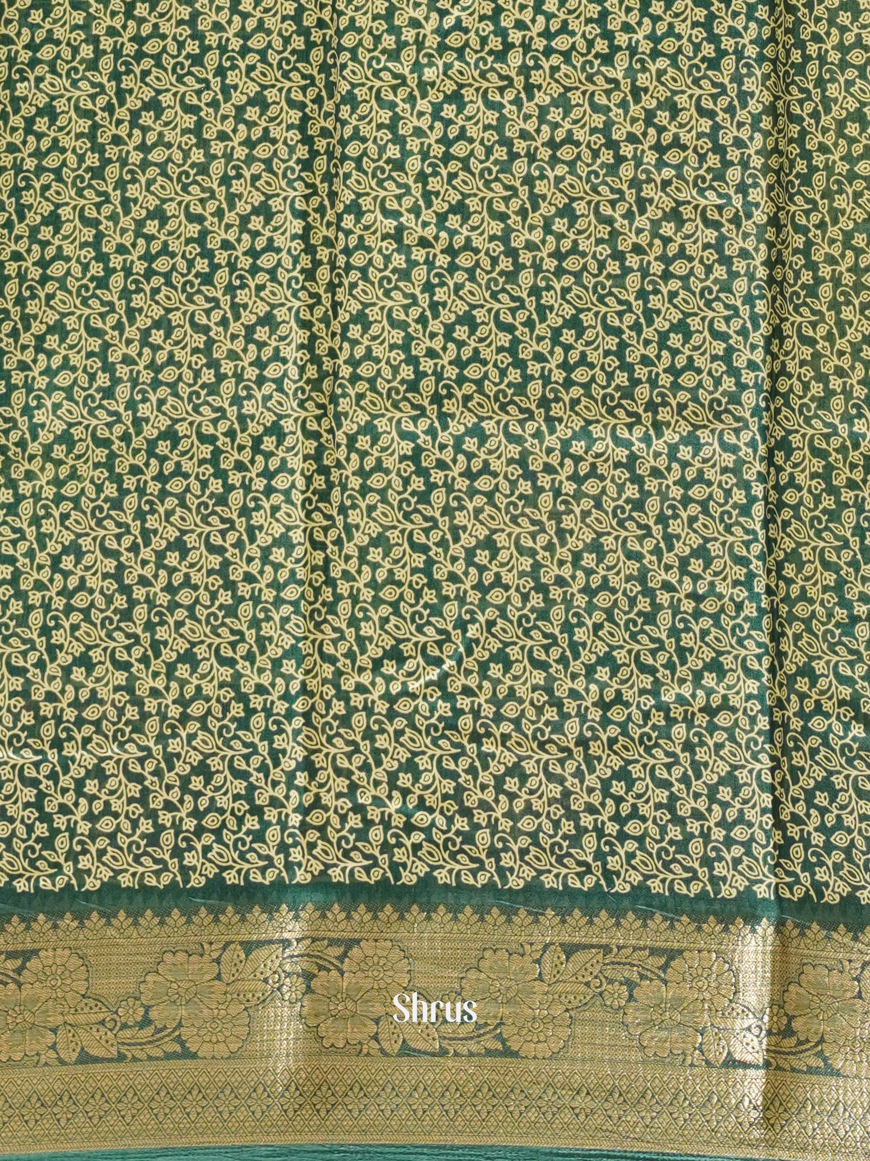 Green(Single Tone) - Semi Crepe Saree - Shop on ShrusEternity.com