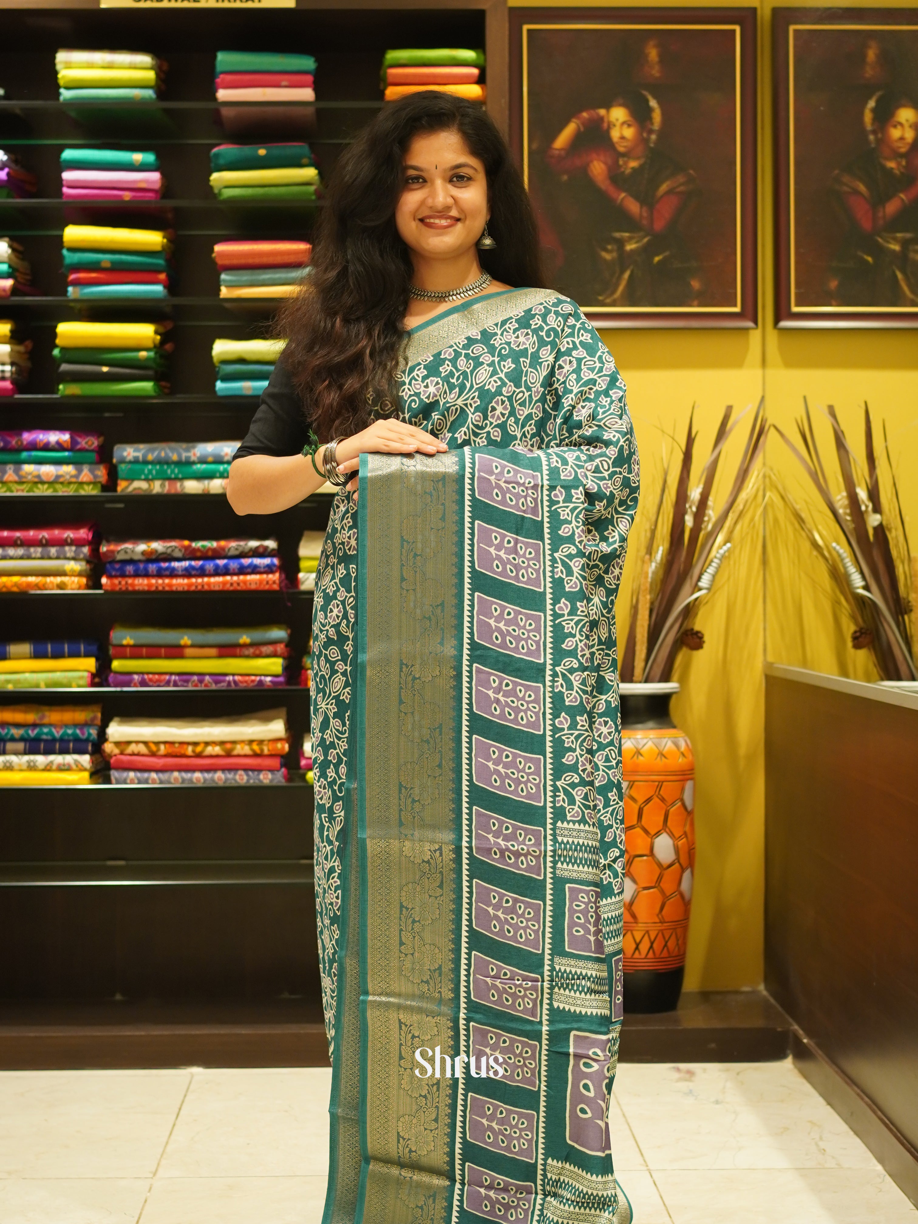 Green(Single Tone) - Semi Crepe Saree - Shop on ShrusEternity.com
