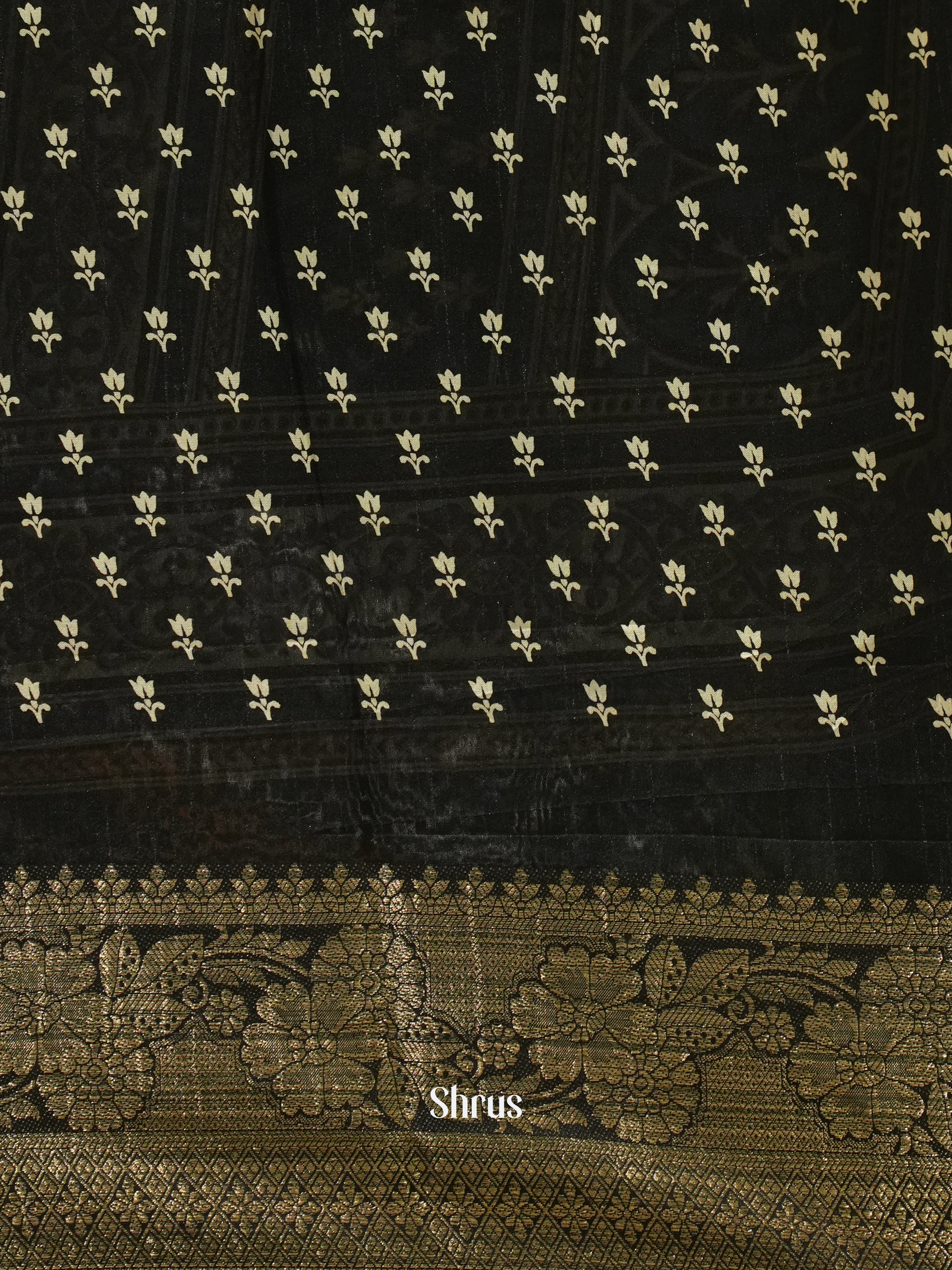 Black (Single Tone) - Semi Crepe Saree - Shop on ShrusEternity.com