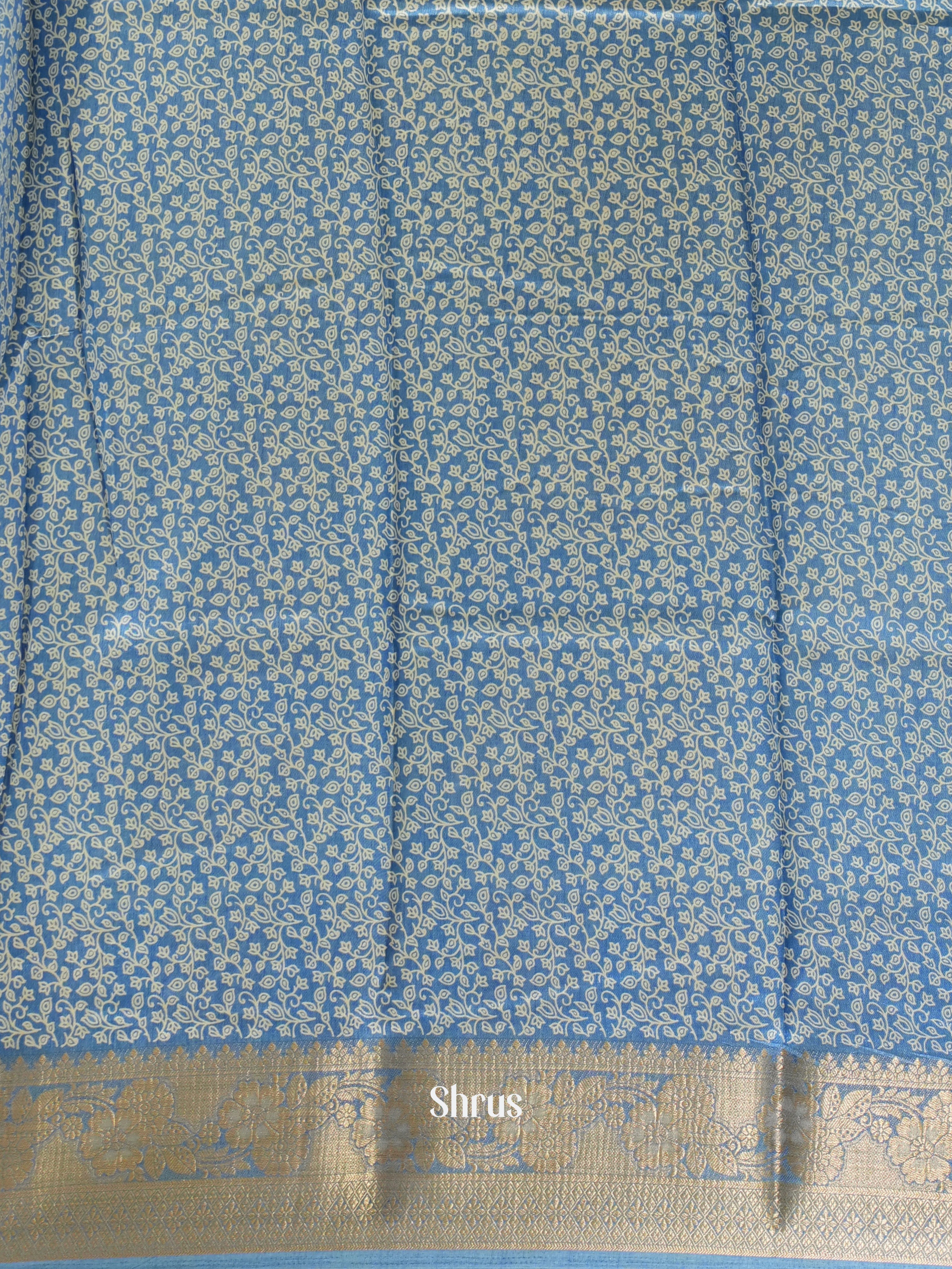 Blue(single tone) - Semi Crepe Saree - Shop on ShrusEternity.com