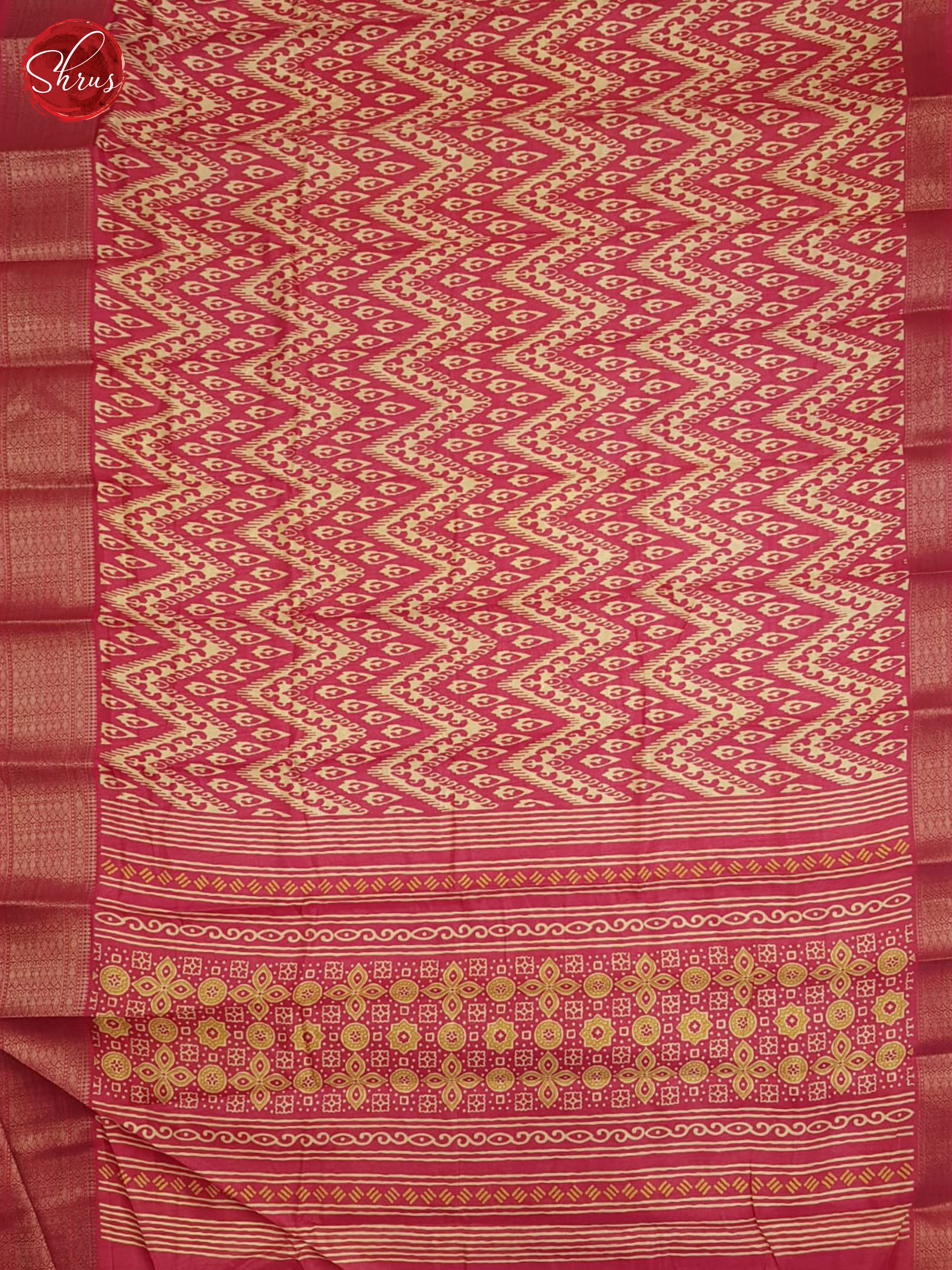 Pink and Cream- Semi Crepe saree - Shop on ShrusEternity.com