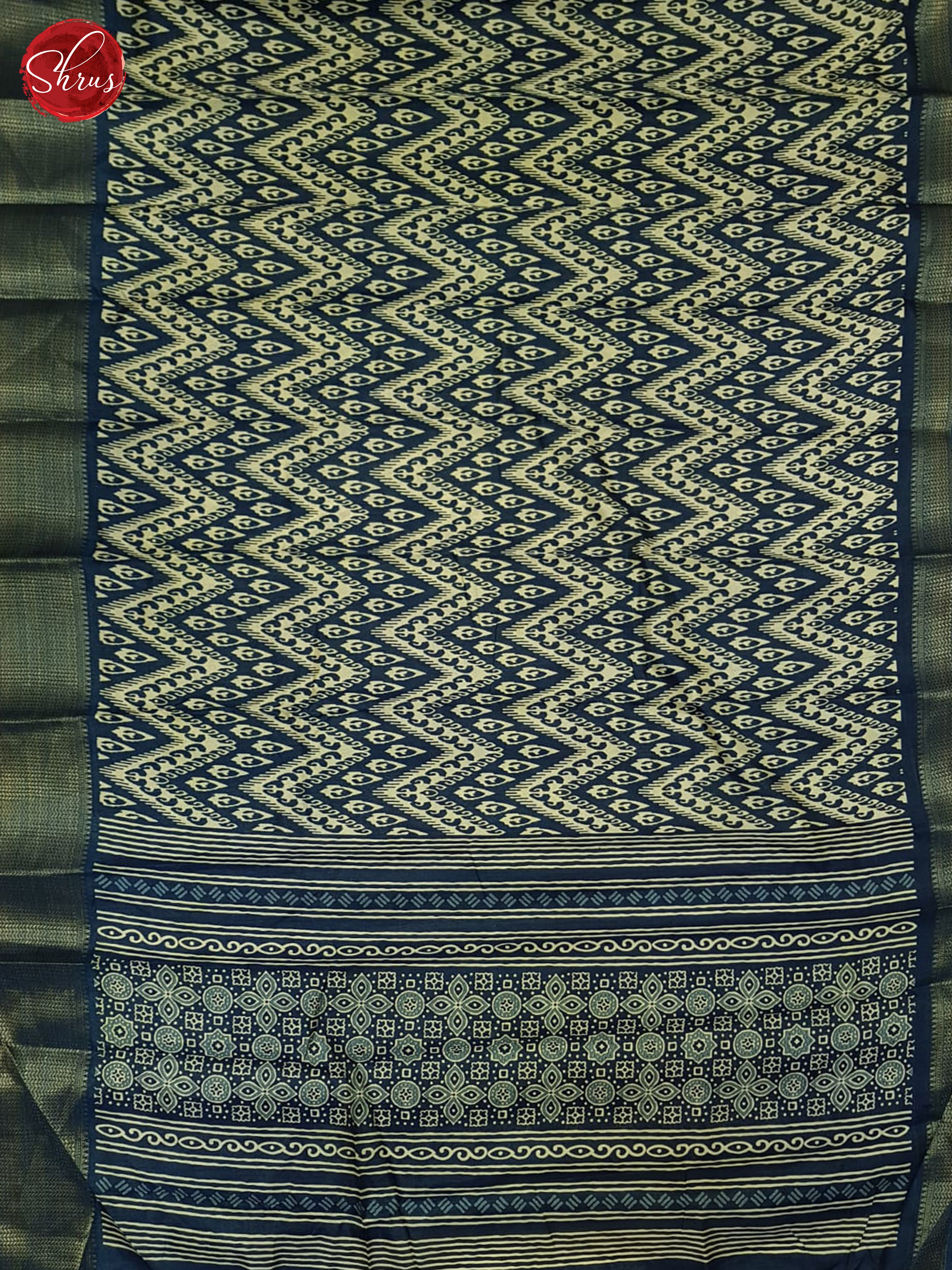 Blue & Cream- Semi Crepe Saree - Shop on ShrusEternity.com