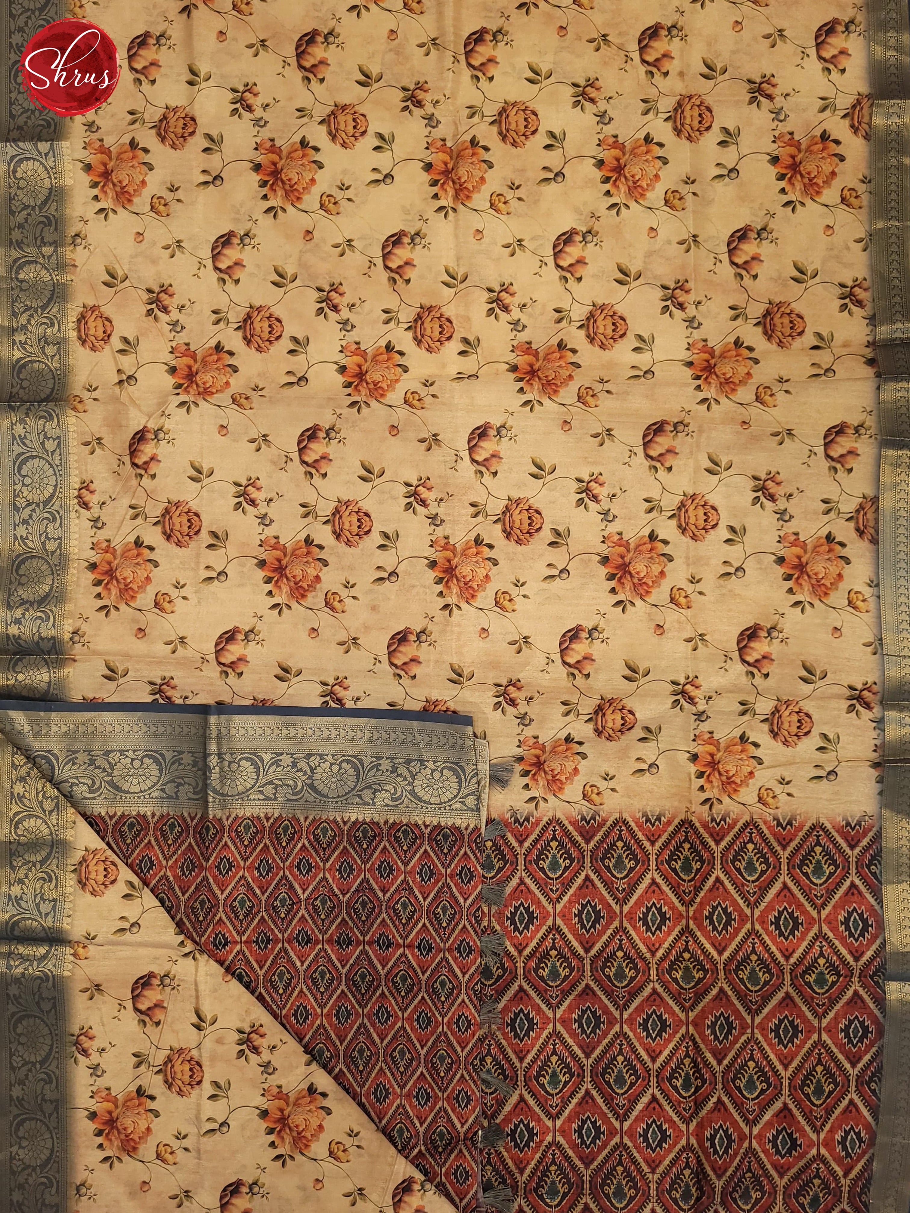 Beige & Brown - Semi Tussar Saree - Shop on ShrusEternity.com