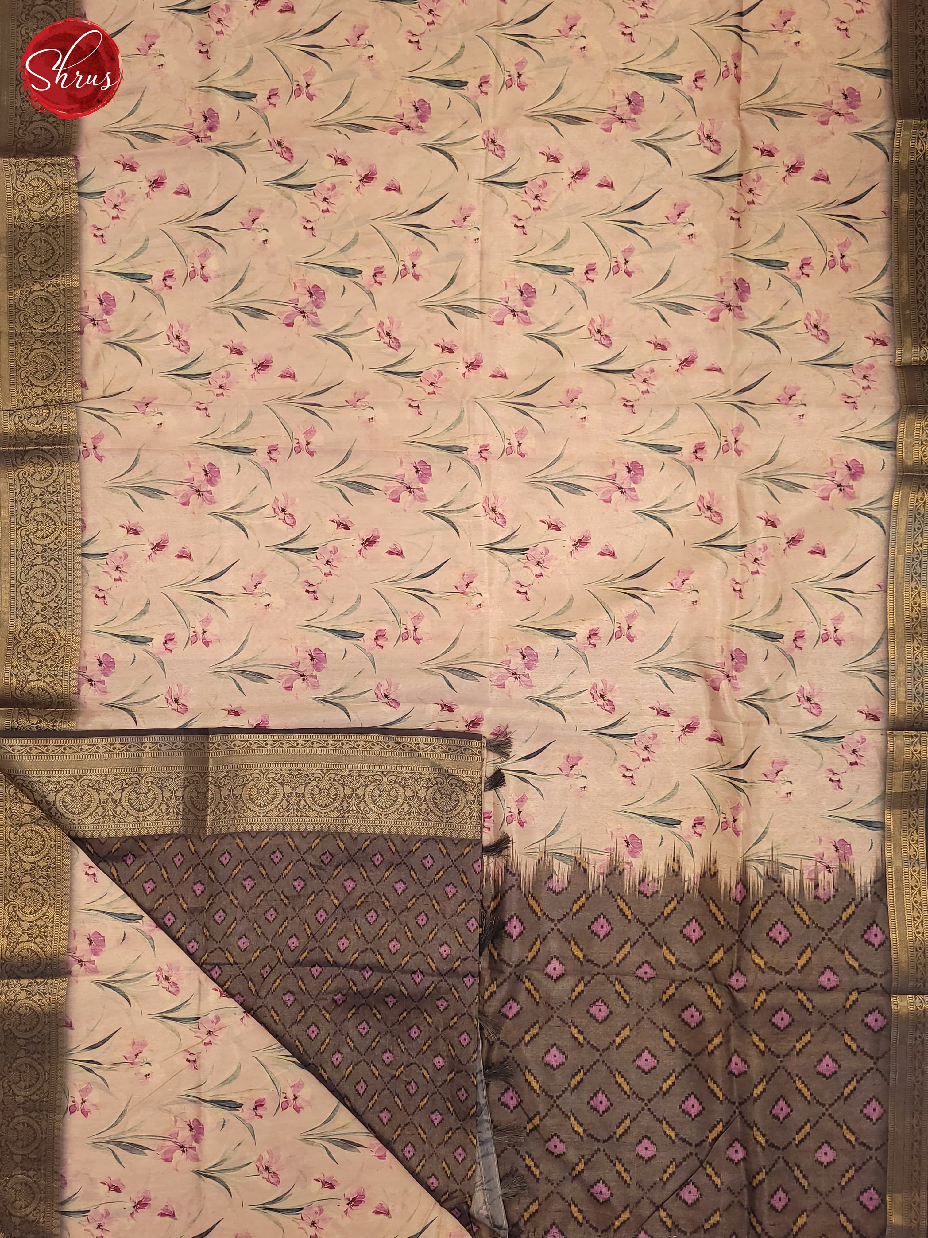 Pink & Grey- Semi Tussar Saree - Shop on ShrusEternity.com