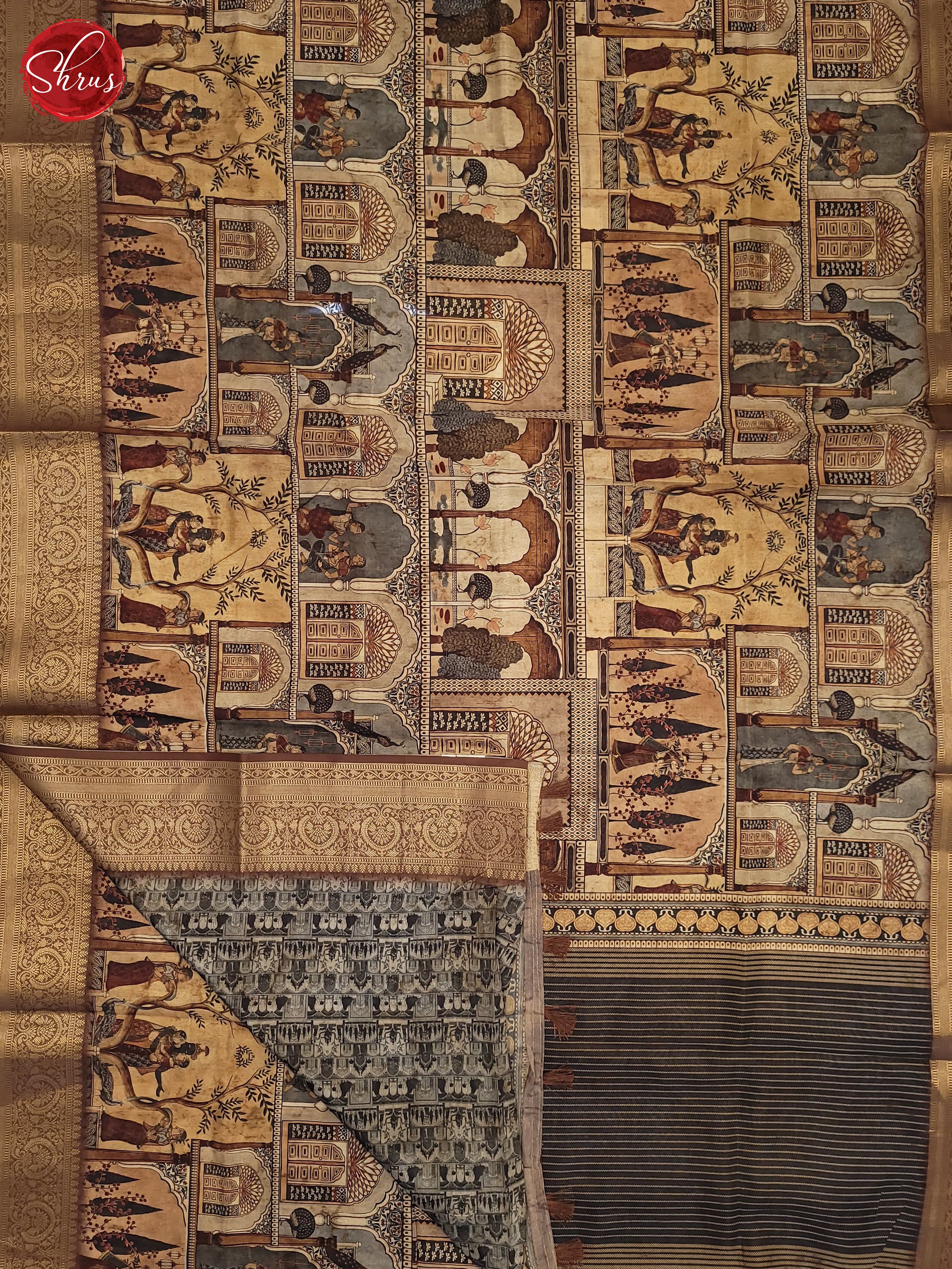 Beigw & Brown - Semi Tussar Saree - Shop on ShrusEternity.com