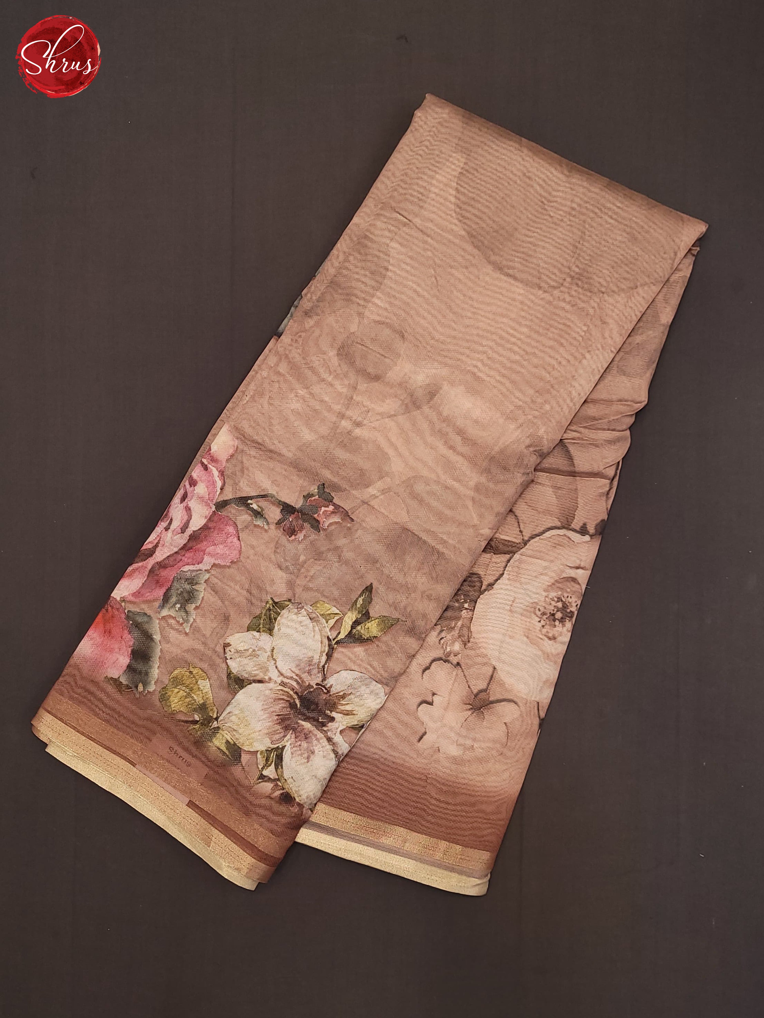 Light Brown(Single Tone)- Semi Organza Saree - Shop on ShrusEternity.com