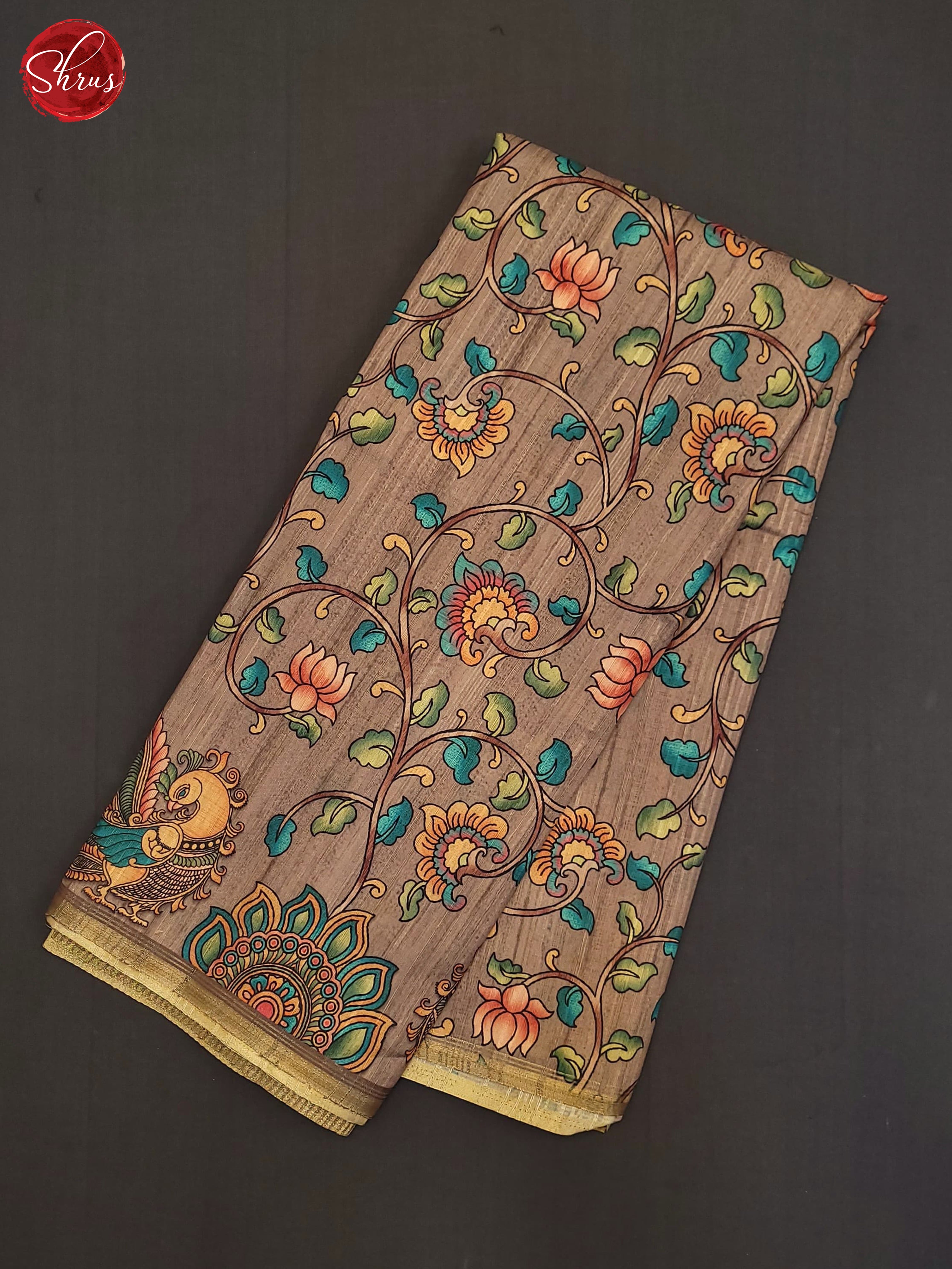 Grey & Brown- Semi Tussar Saree - Shop on ShrusEternity.com