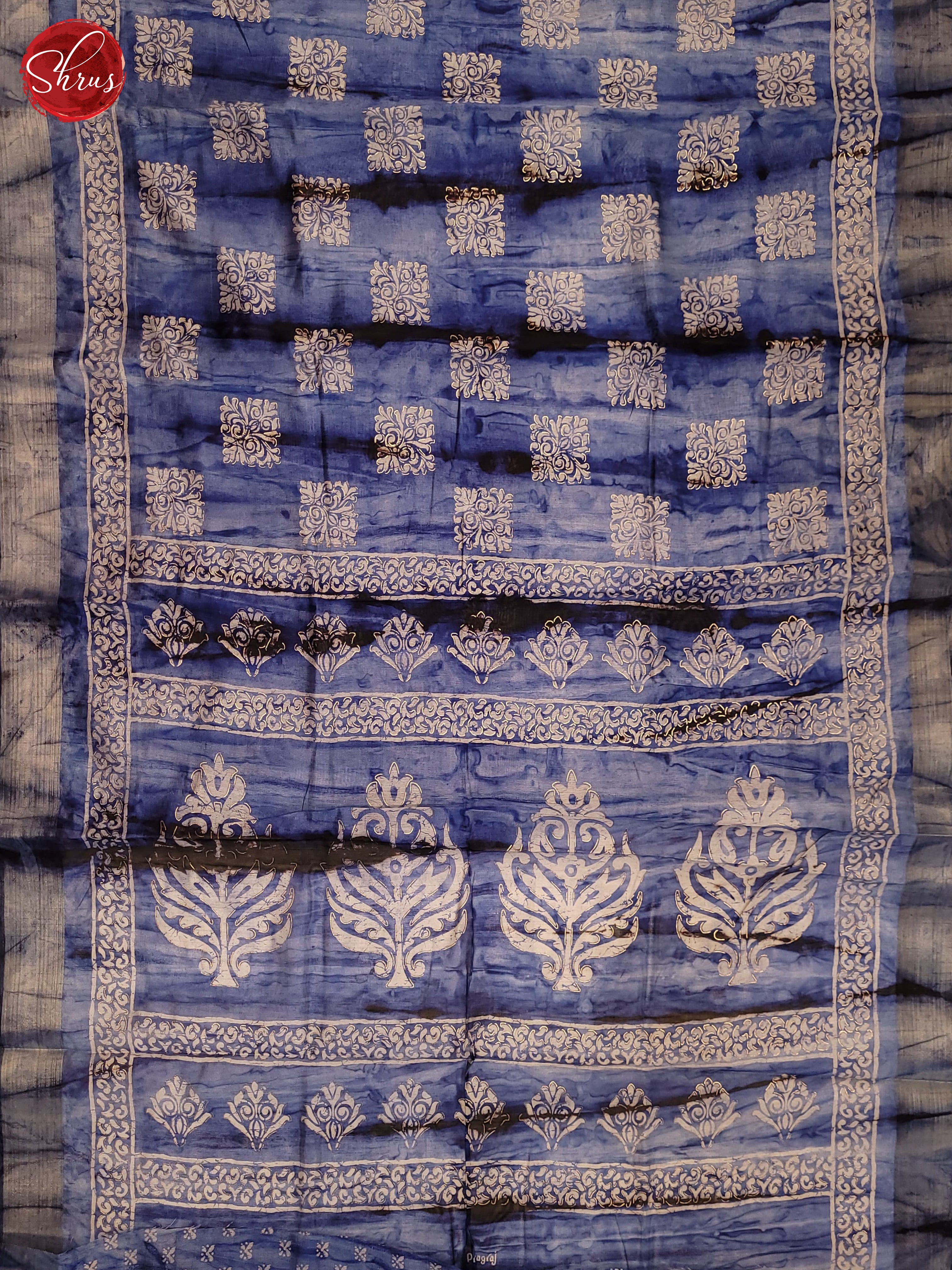 Blue(Single Tone) - Semi Matka Saree - Shop on ShrusEternity.com
