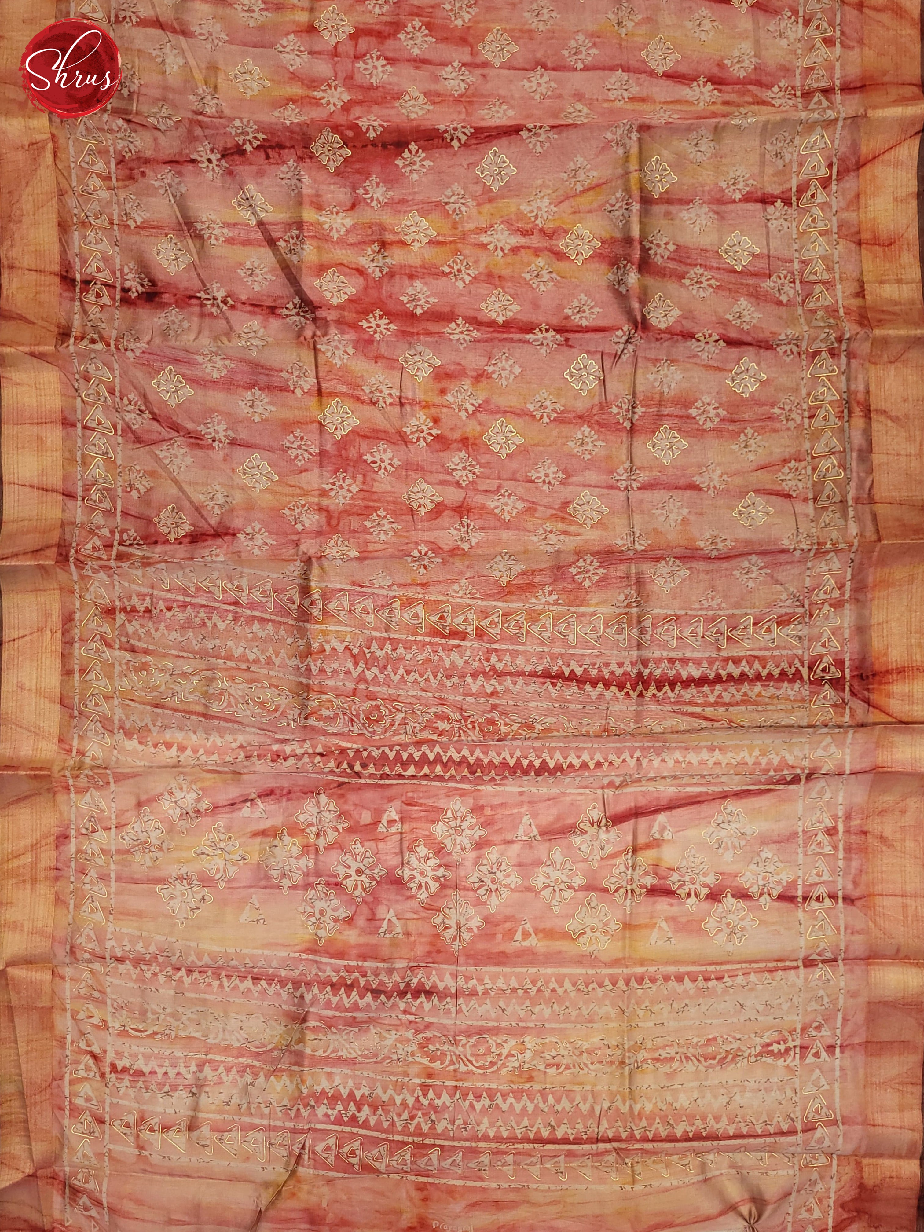 Peachish Pink(Single Tone)- Semi Matka Saree - Shop on ShrusEternity.com