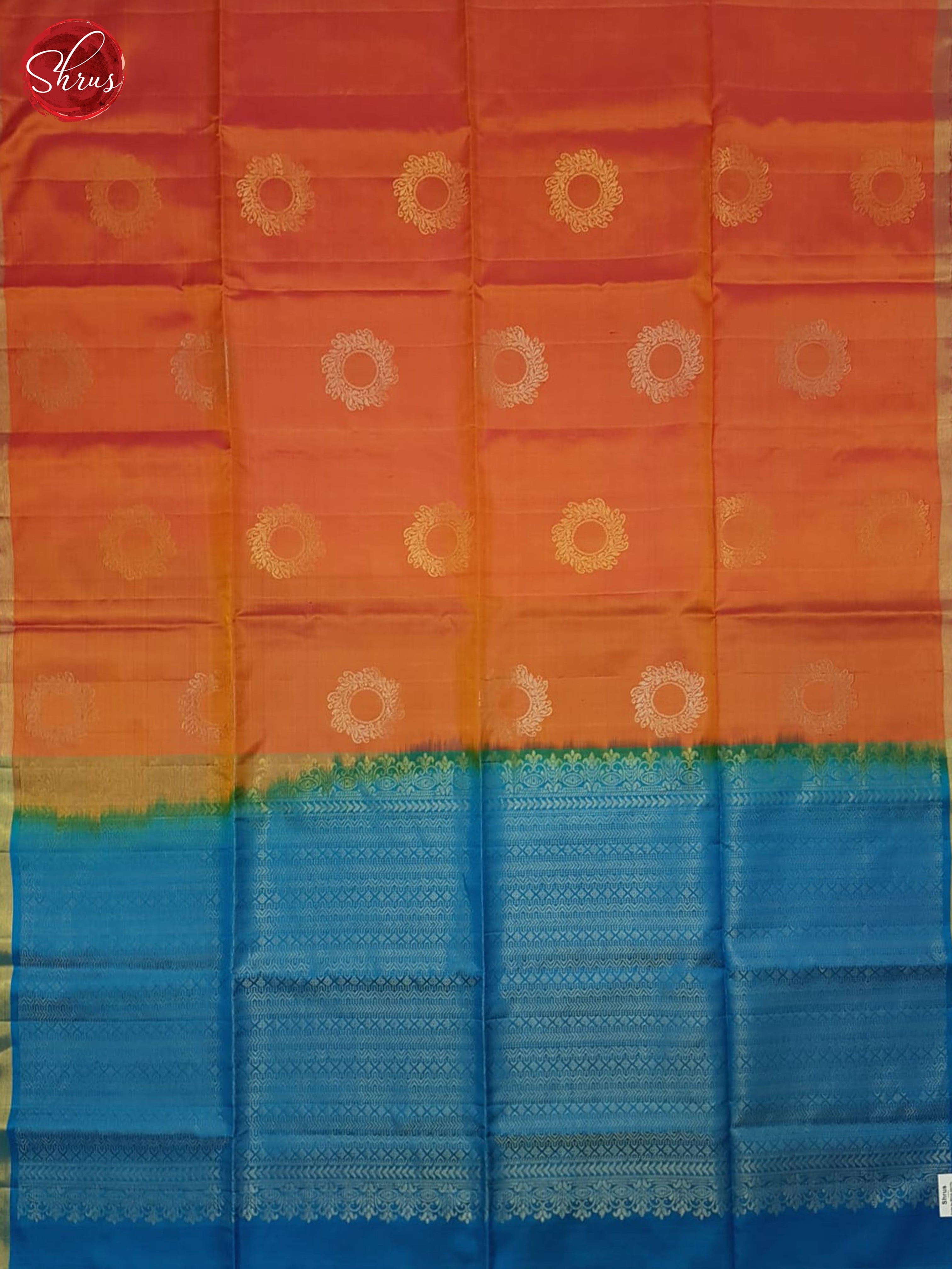 Orange & Blue - Soft Silk Saree - Shop on ShrusEternity.com