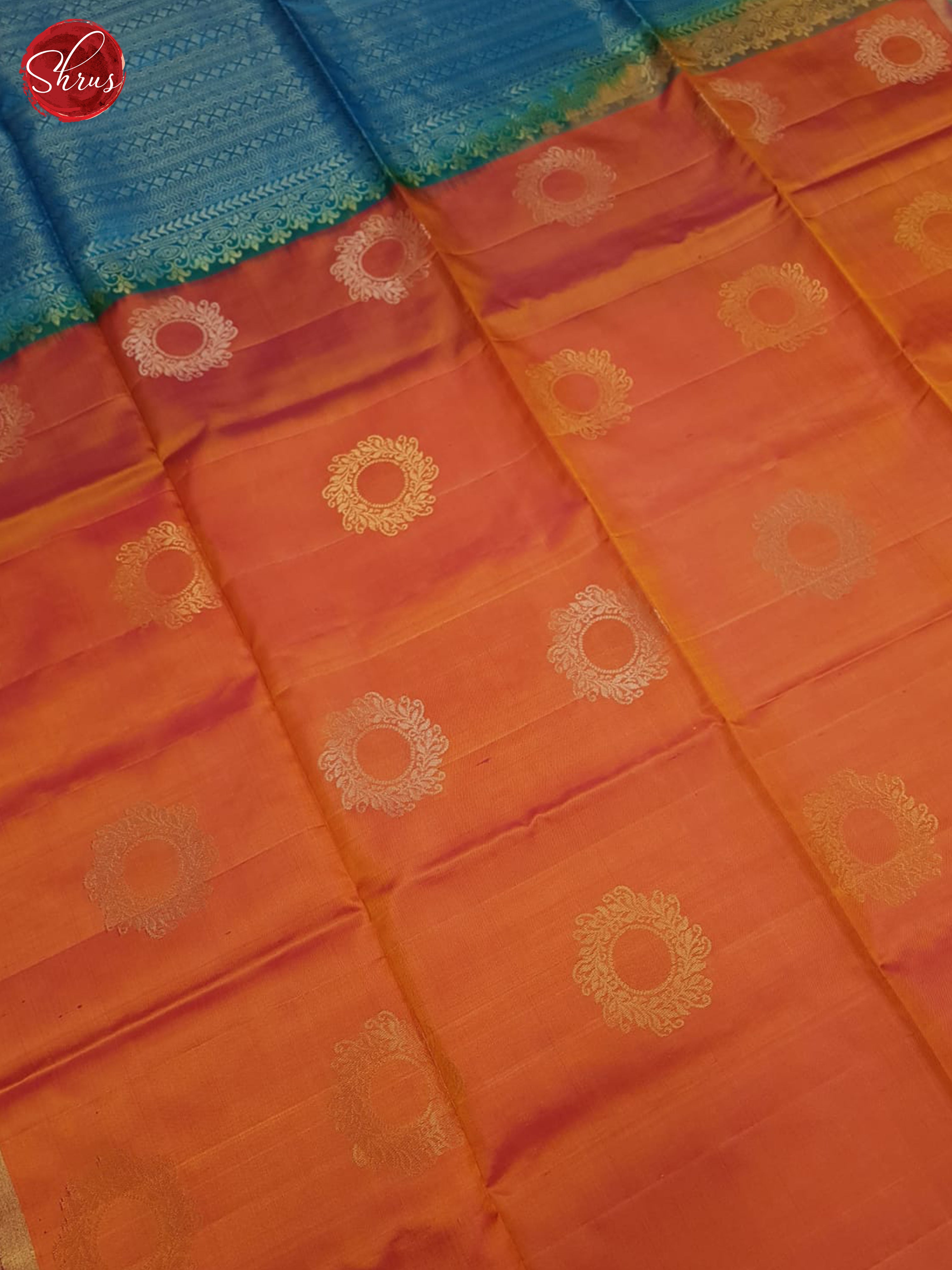 Orange & Blue - Soft Silk Saree - Shop on ShrusEternity.com