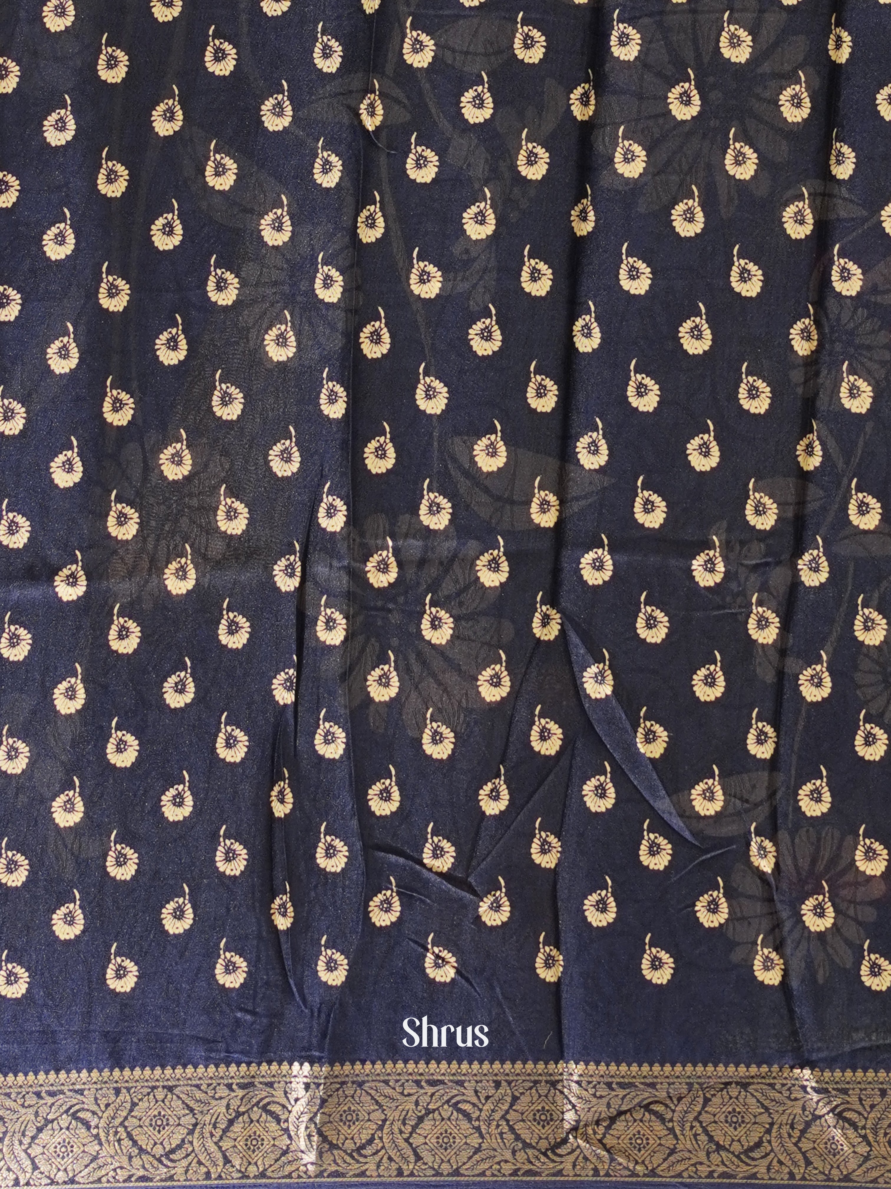 blue(Single Tone)-Semi Crepe Saree - Shop on ShrusEternity.com