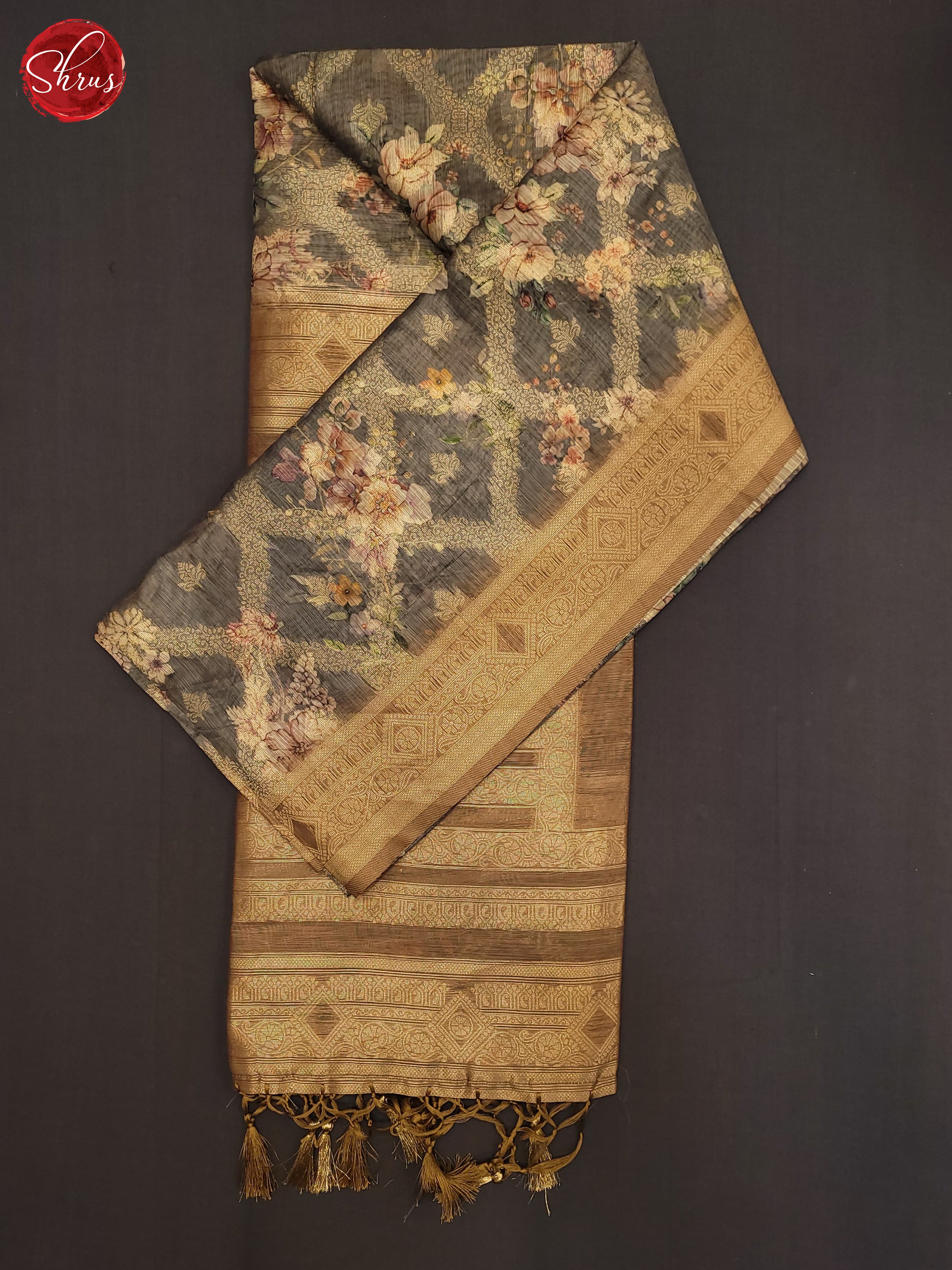 Grey &Beige - Semi Jute Saree - Shop on ShrusEternity.com