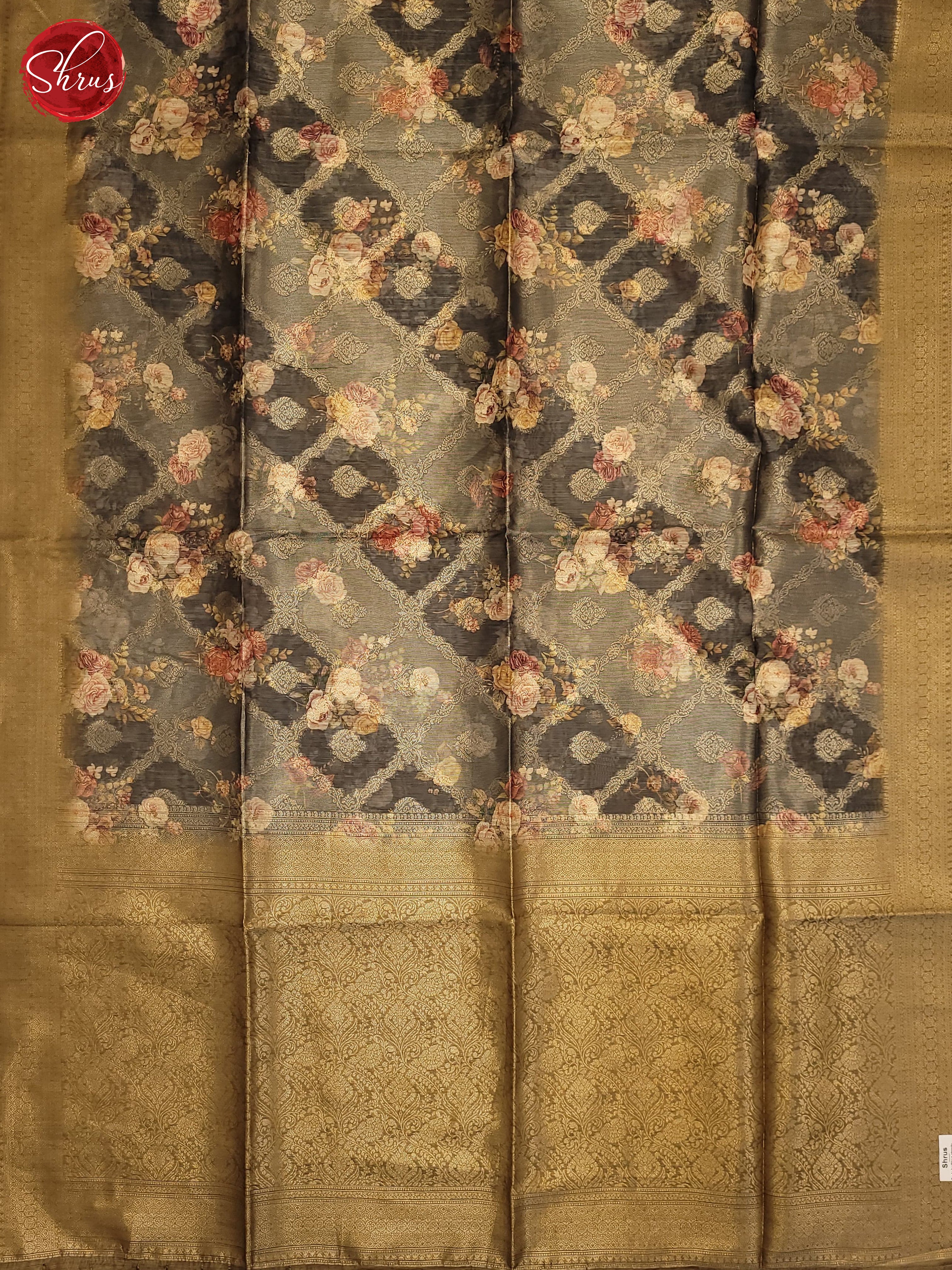 Grey & Elachi Green - Semi Jute Saree - Shop on ShrusEternity.com