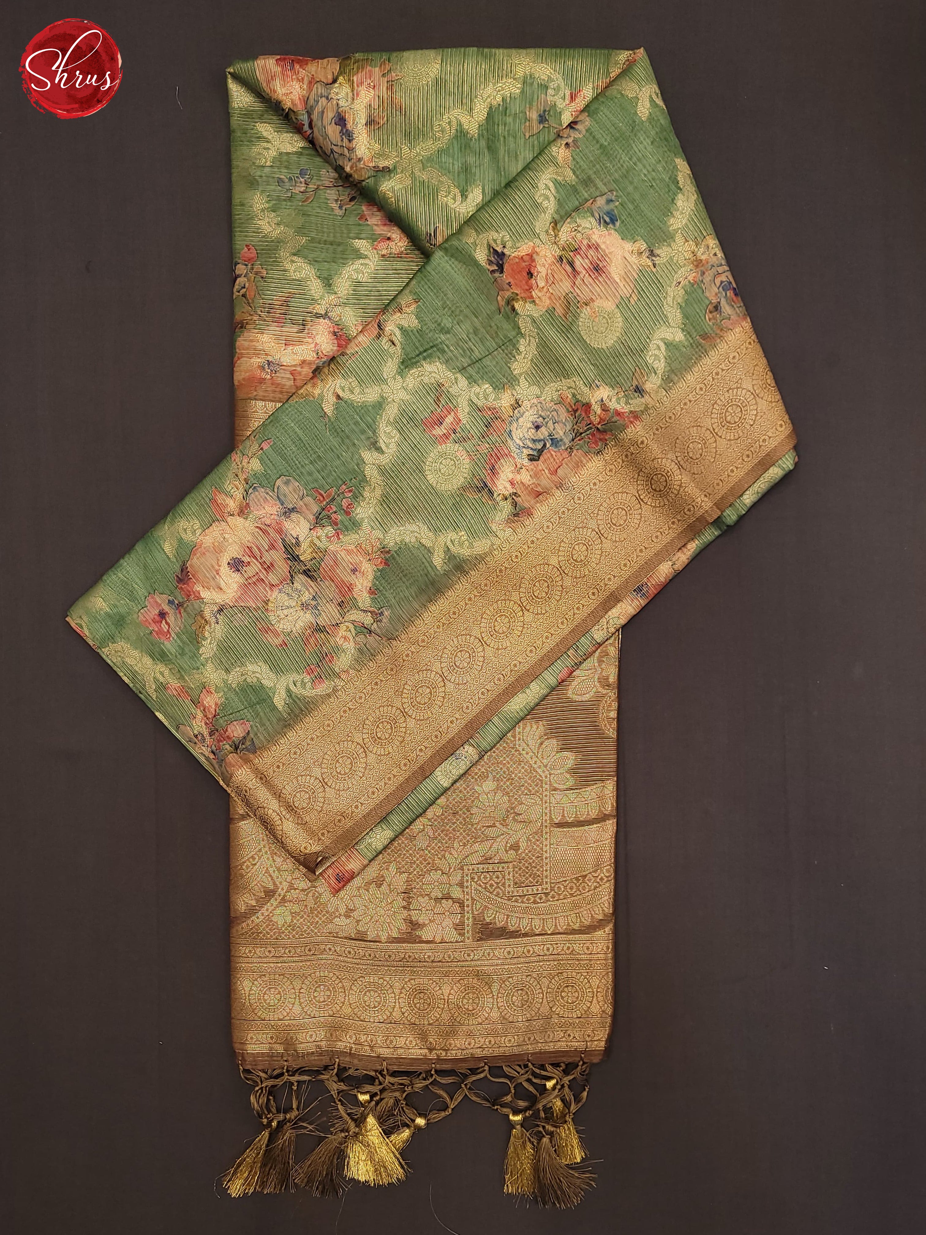 Green & Brown- Semi Jute Saree - Shop on ShrusEternity.com