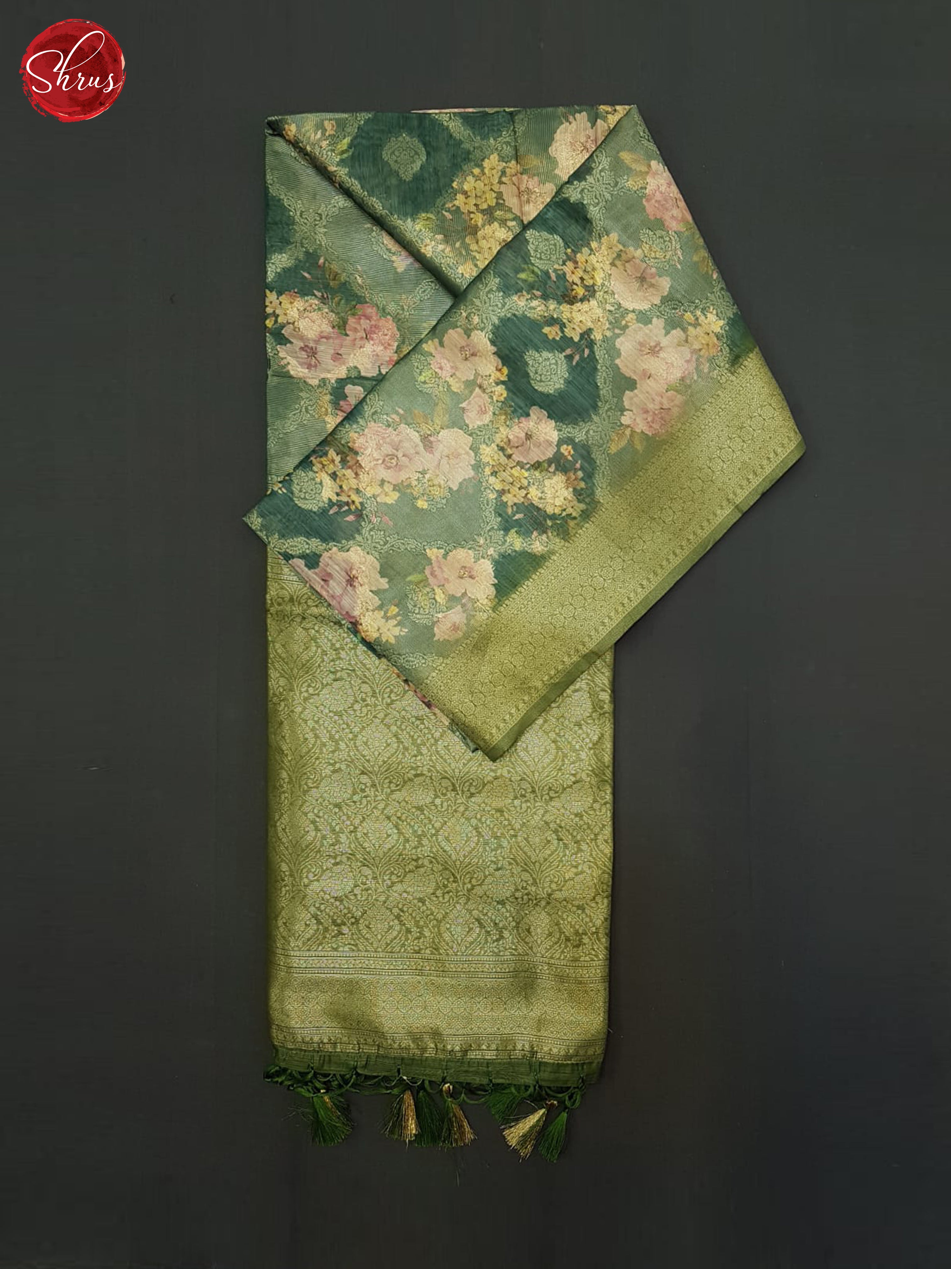 Green(SIngle Tone)- Semi Jute Saree - Shop on ShrusEternity.com