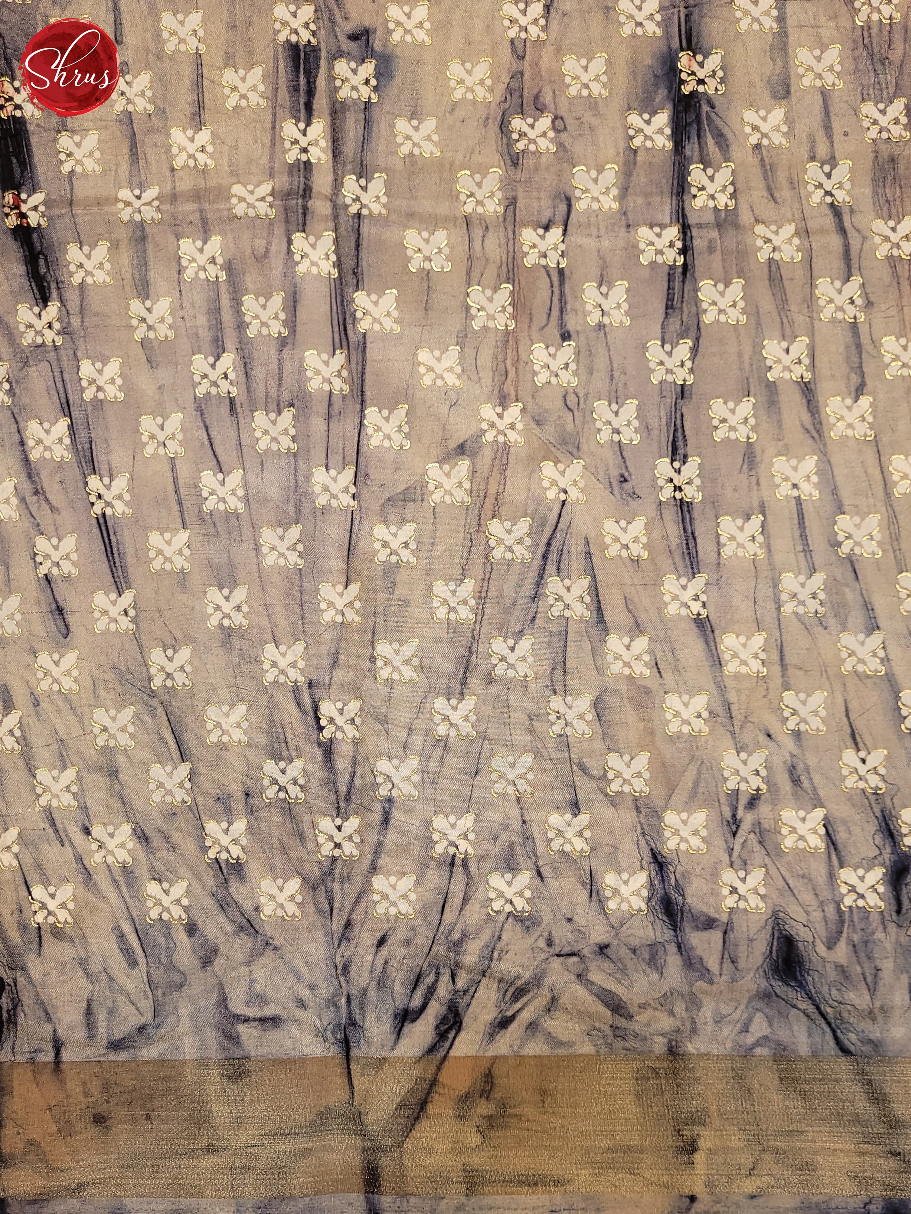 Cream & Grey - Semi Crepe Saree - Shop on ShrusEternity.com