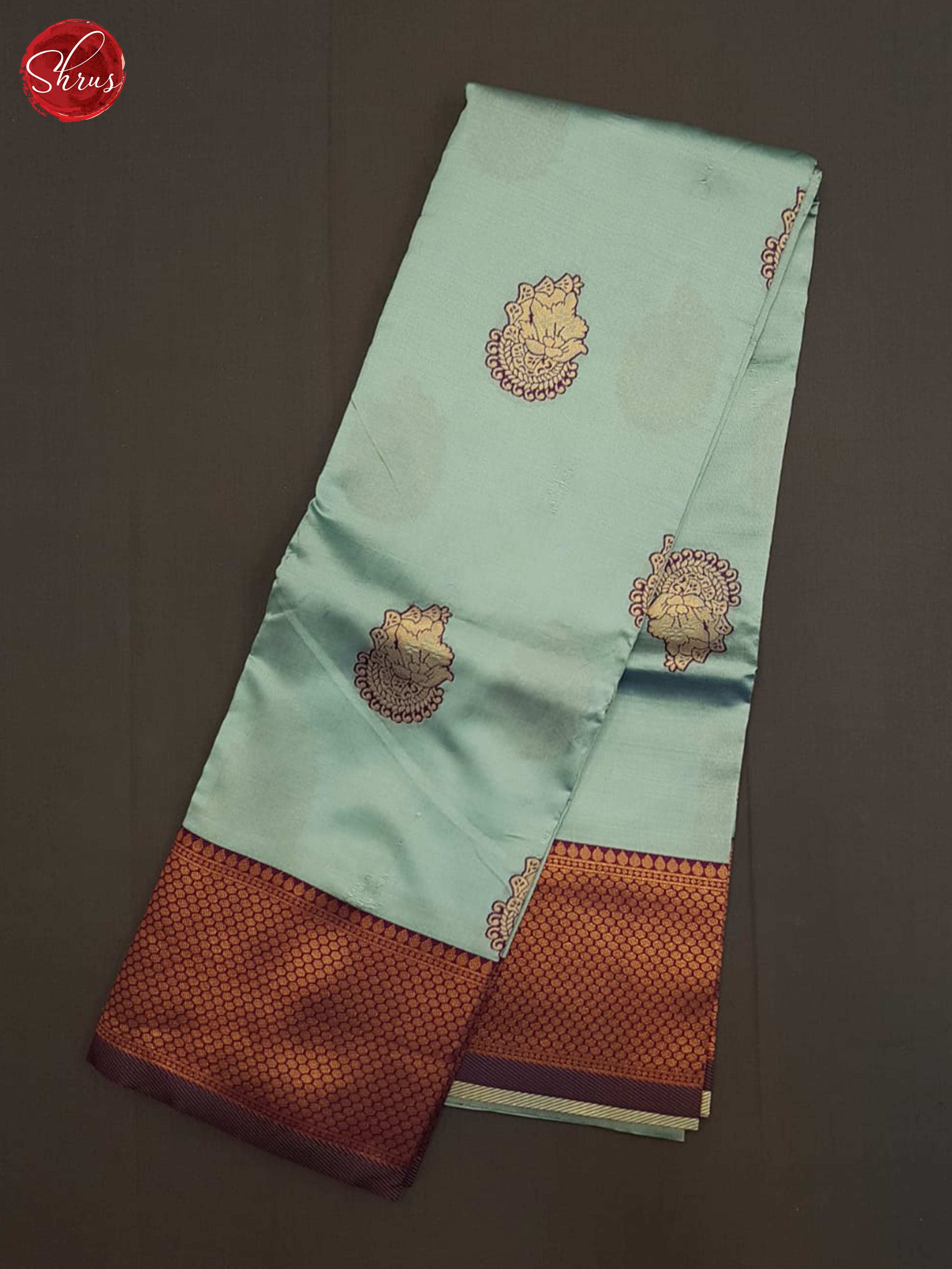 Pastel Blue And Wine-Semi Soft Silk Saree - Shop on ShrusEternity.com