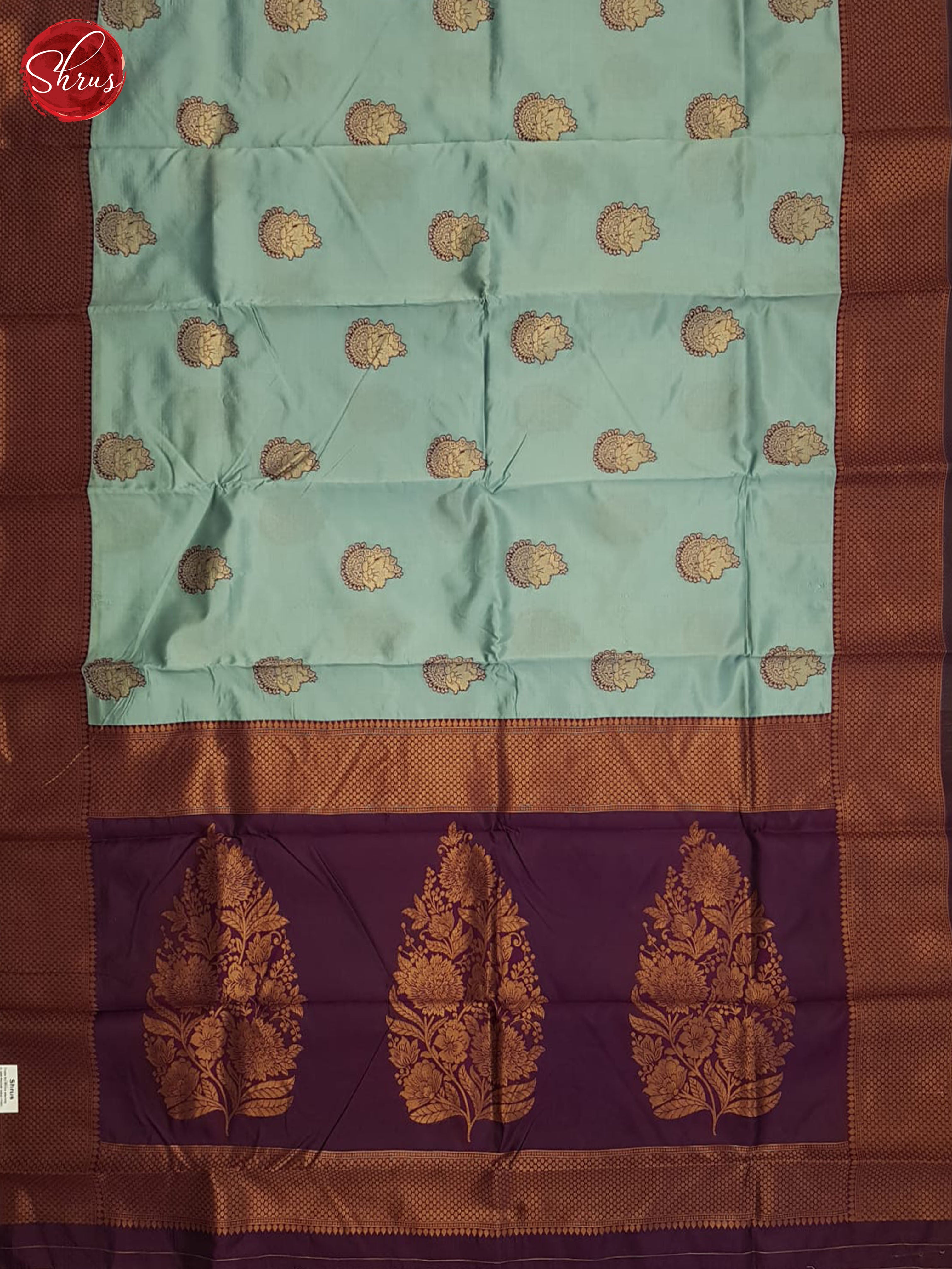 Pastel Blue And Wine-Semi Soft Silk Saree - Shop on ShrusEternity.com