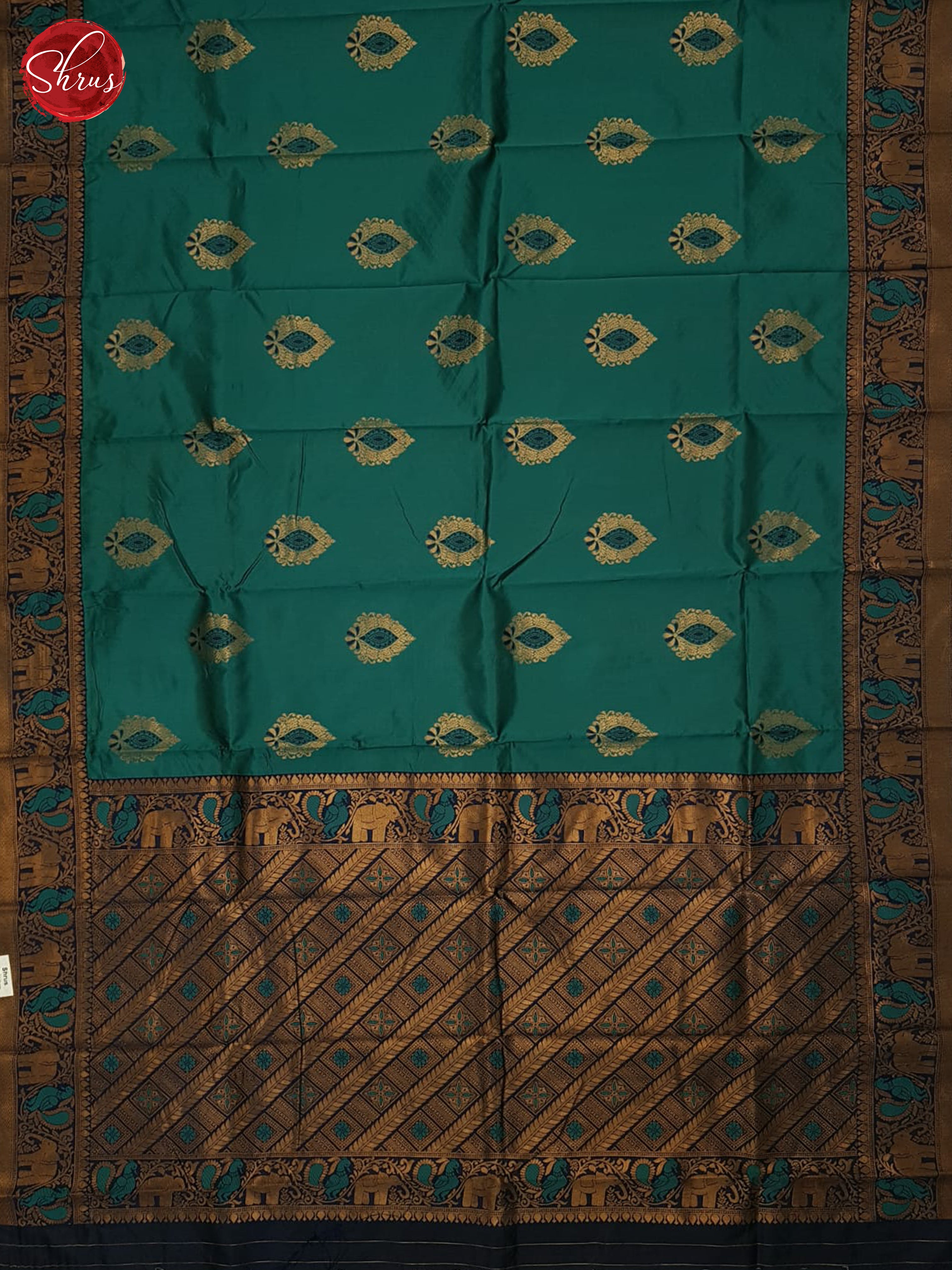 Peacock Neck & Blue - Semi Softsilk Saree - Shop on ShrusEternity.com