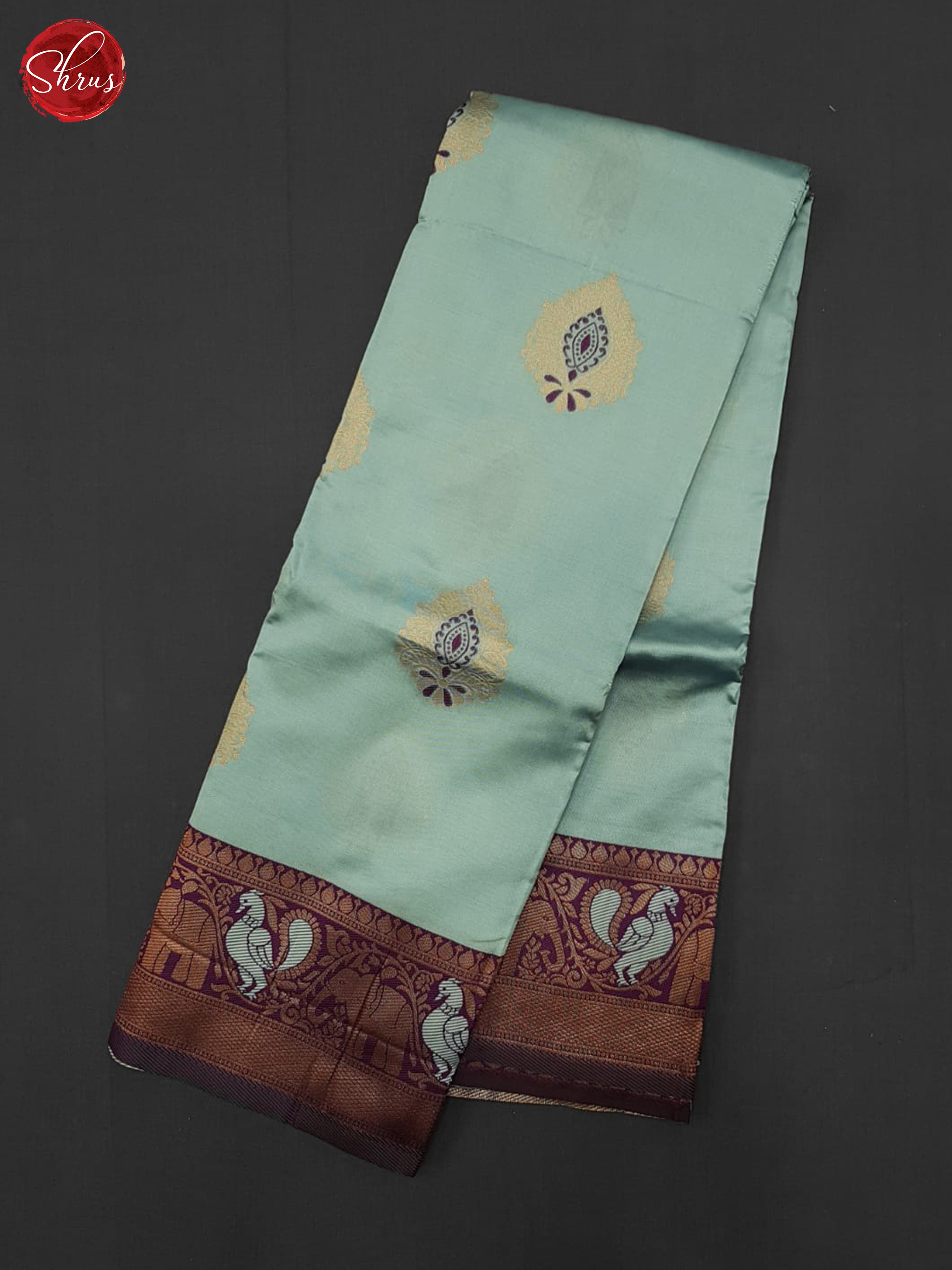 Light Blue And Wine- Semi Soft Silk Saree - Shop on ShrusEternity.com