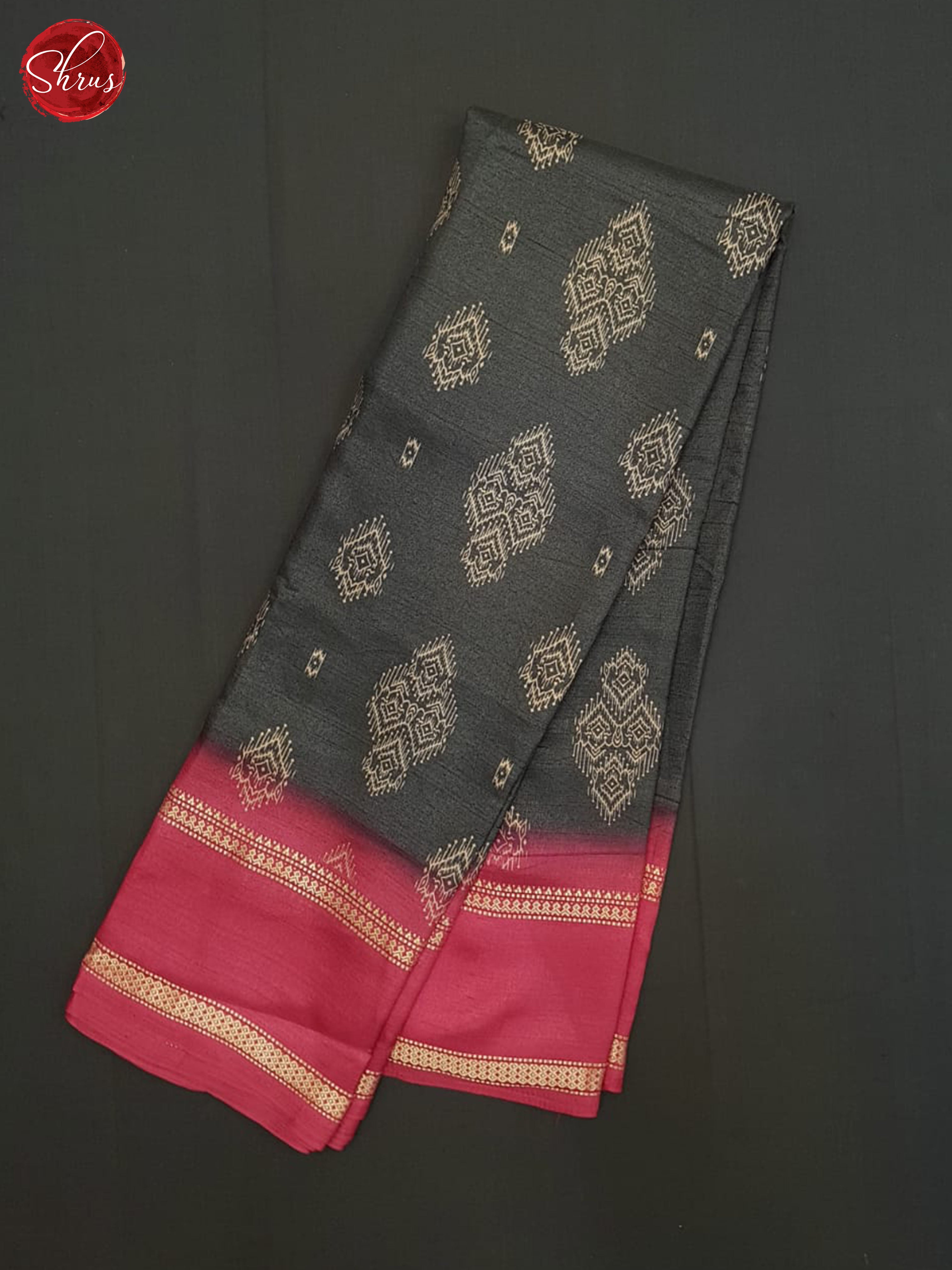 Grey And Pink- Semi Crepe Saree - Shop on ShrusEternity.com