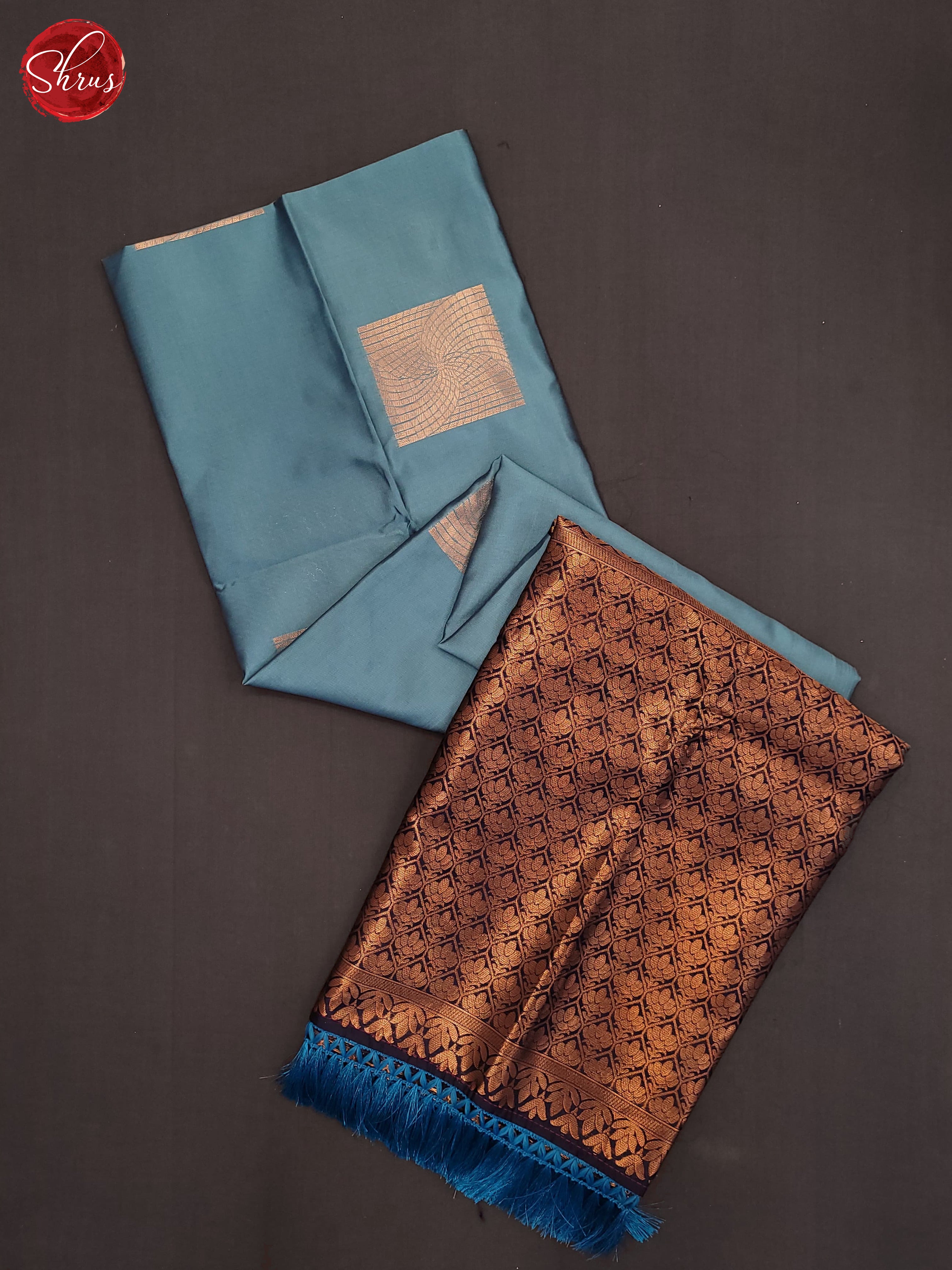 Pastel Blue & Blue- Semi Soft Silk Saree - Shop on ShrusEternity.com