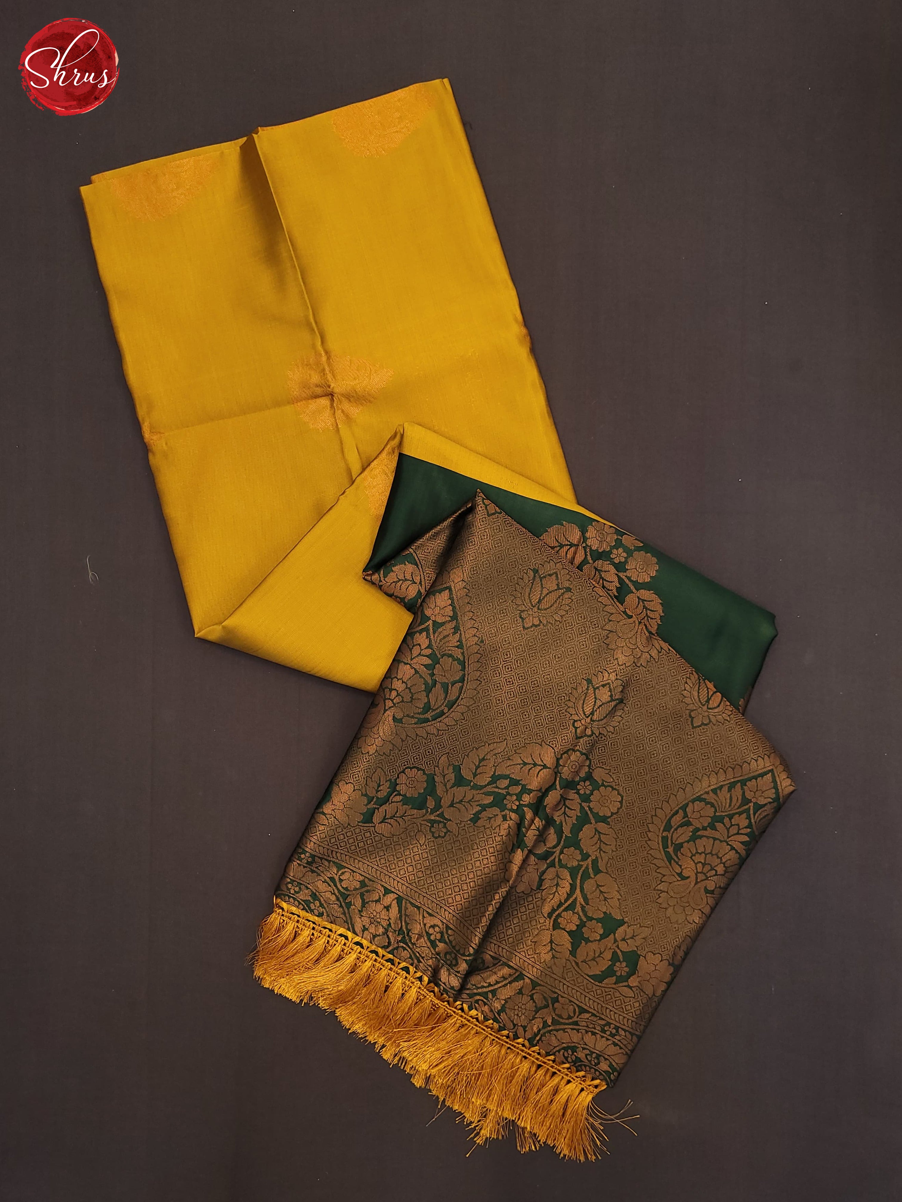 Mustard & Green - Semi Soft Silk Saree - Shop on ShrusEternity.com