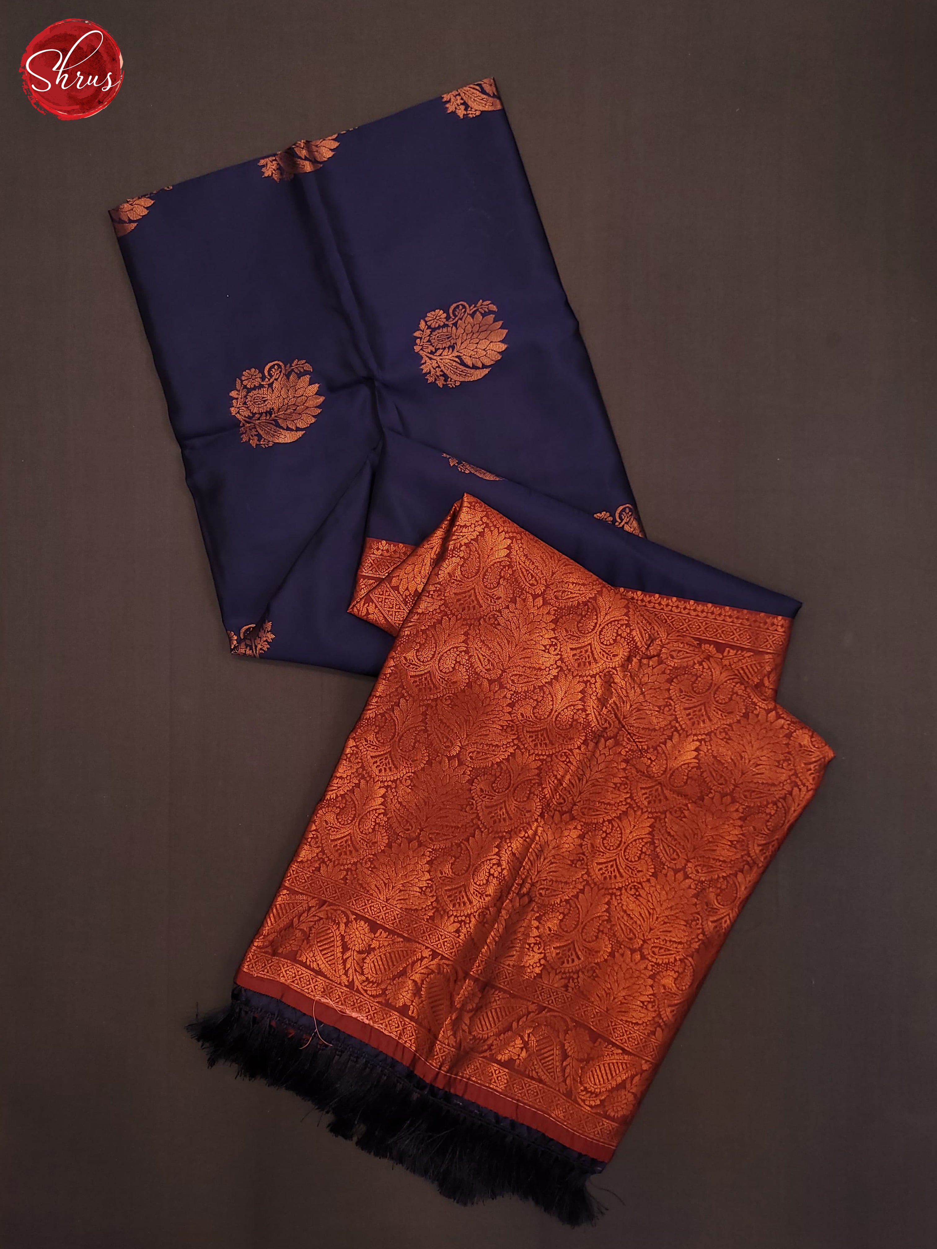 Navy Blue & Maroon - Semi Soft Silk Saree - Shop on ShrusEternity.com