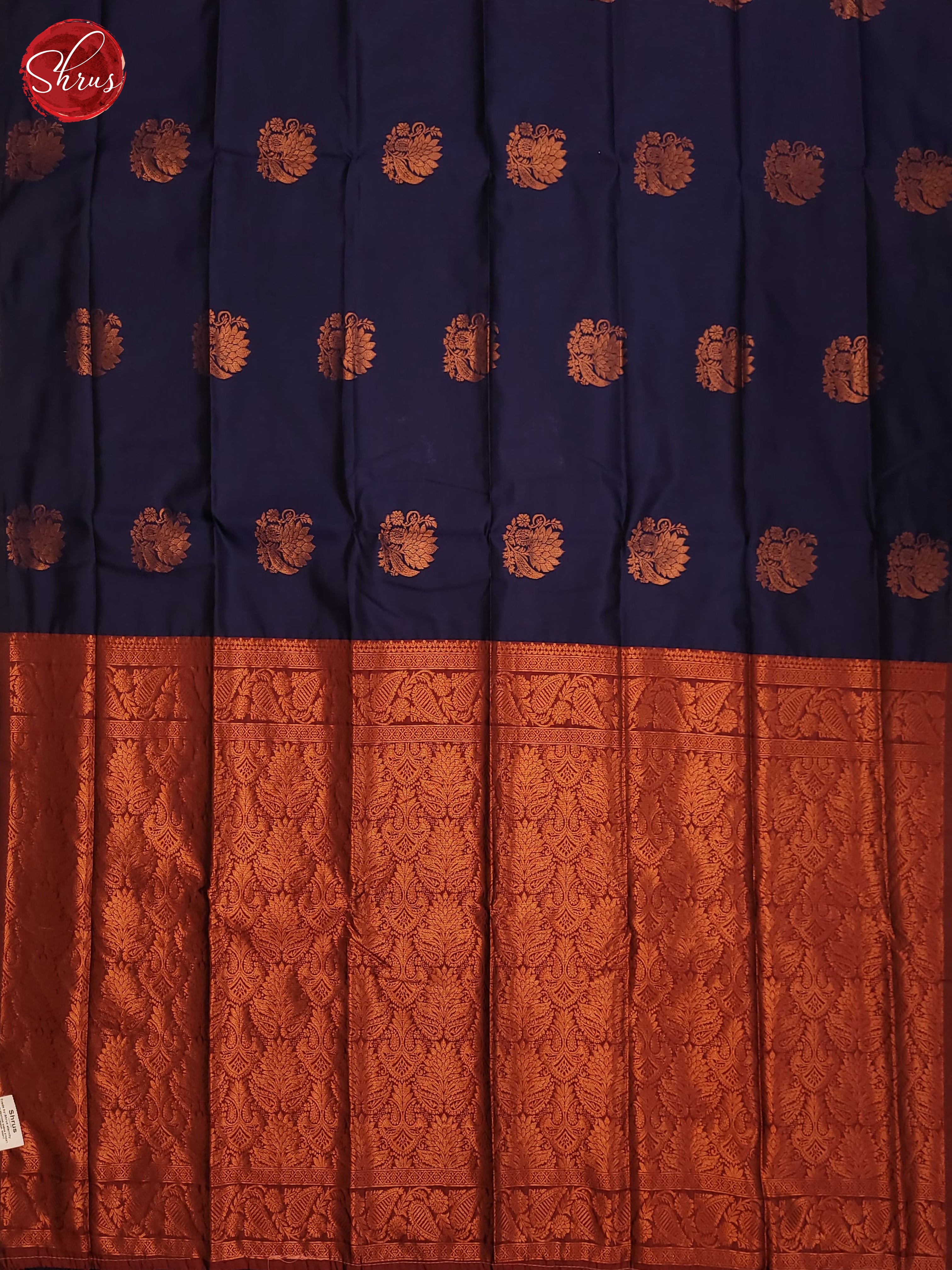 Navy Blue & Maroon - Semi Soft Silk Saree - Shop on ShrusEternity.com
