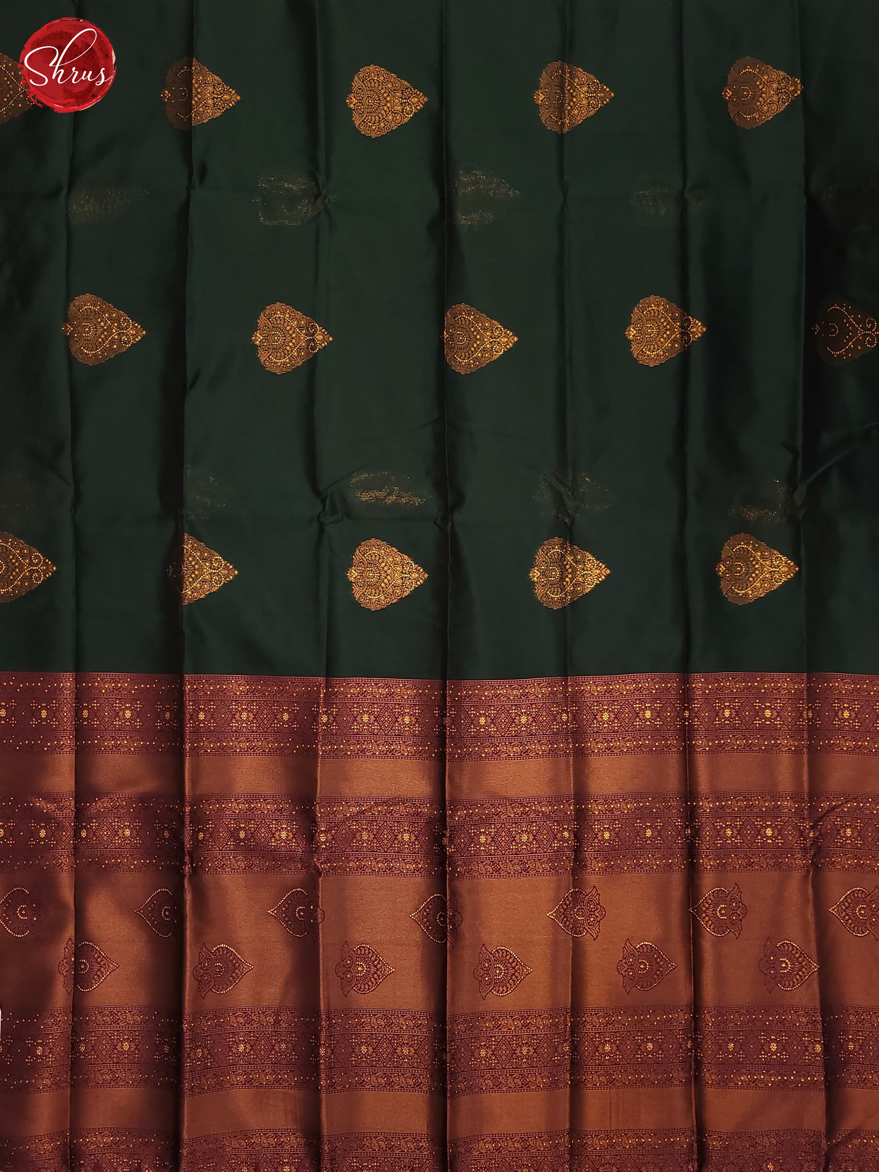 Bottle Green & Maroon - Semi Soft Silk Saree - Shop on ShrusEternity.com