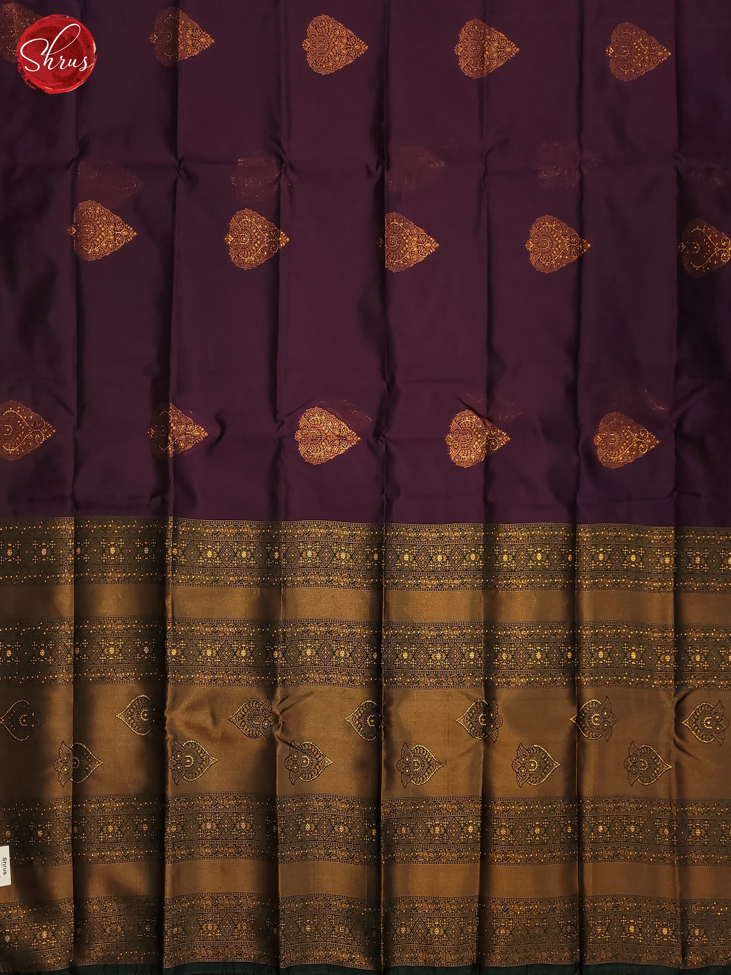 Deep Wine & Green - Semi Softsilk Saree - Shop on ShrusEternity.com