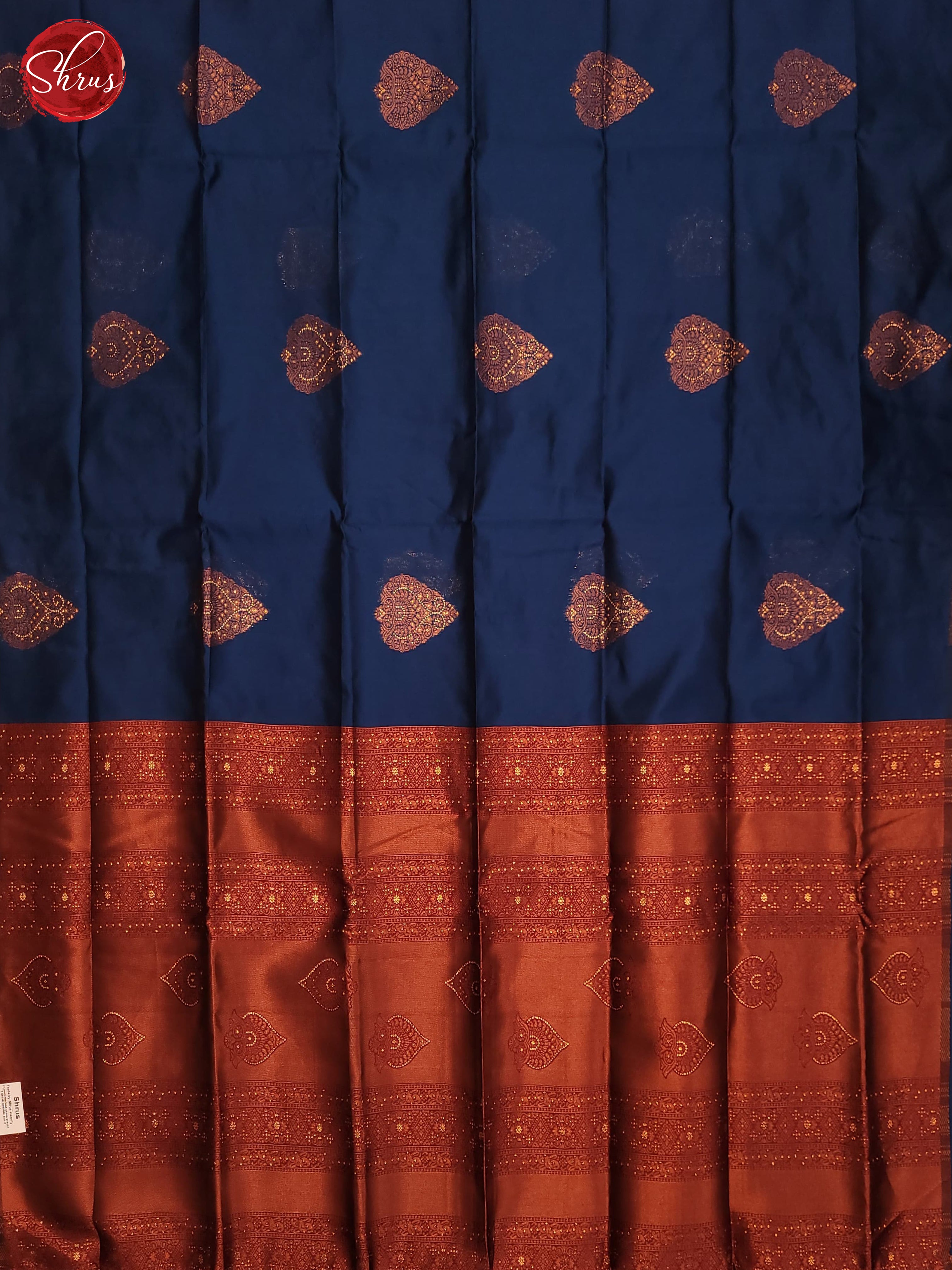 Blue & Maroon - Semi Softsilk Saree - Shop on ShrusEternity.com