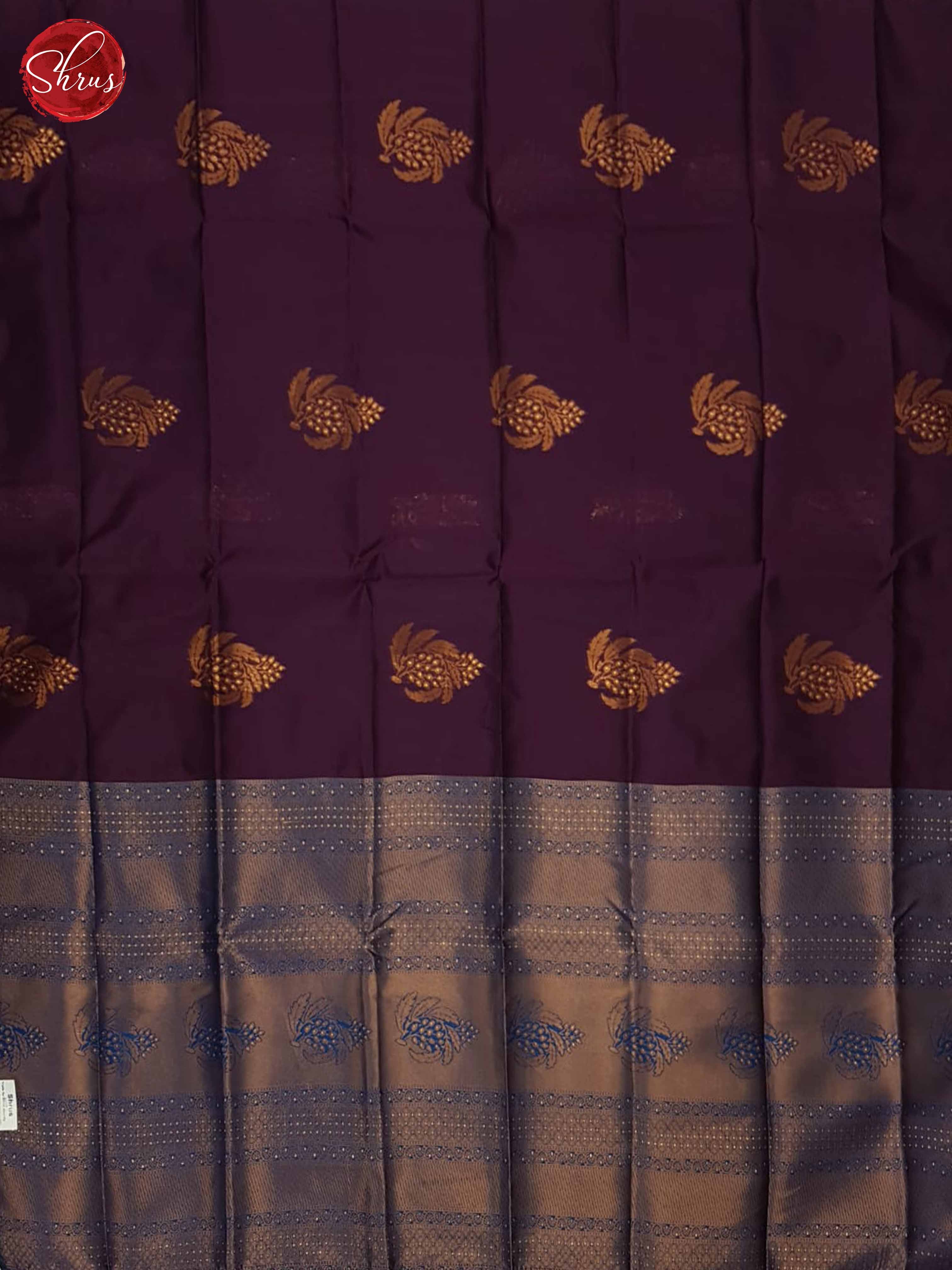 Deep Wine And Blue- Semi Soft Silk Saree - Shop on ShrusEternity.com
