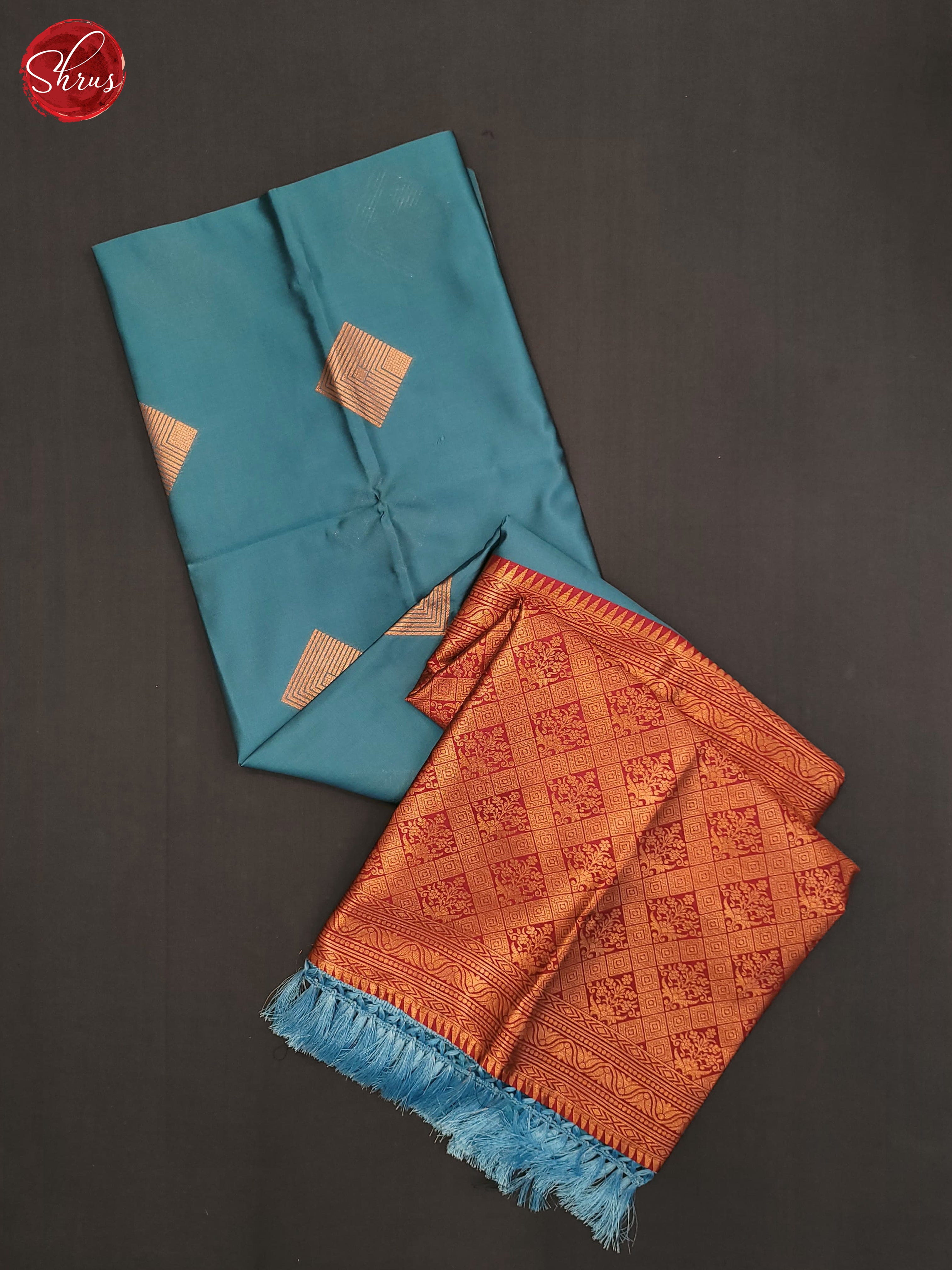 Pastel Blue & Maroon -Semi Soft Silk Saree - Shop on ShrusEternity.com