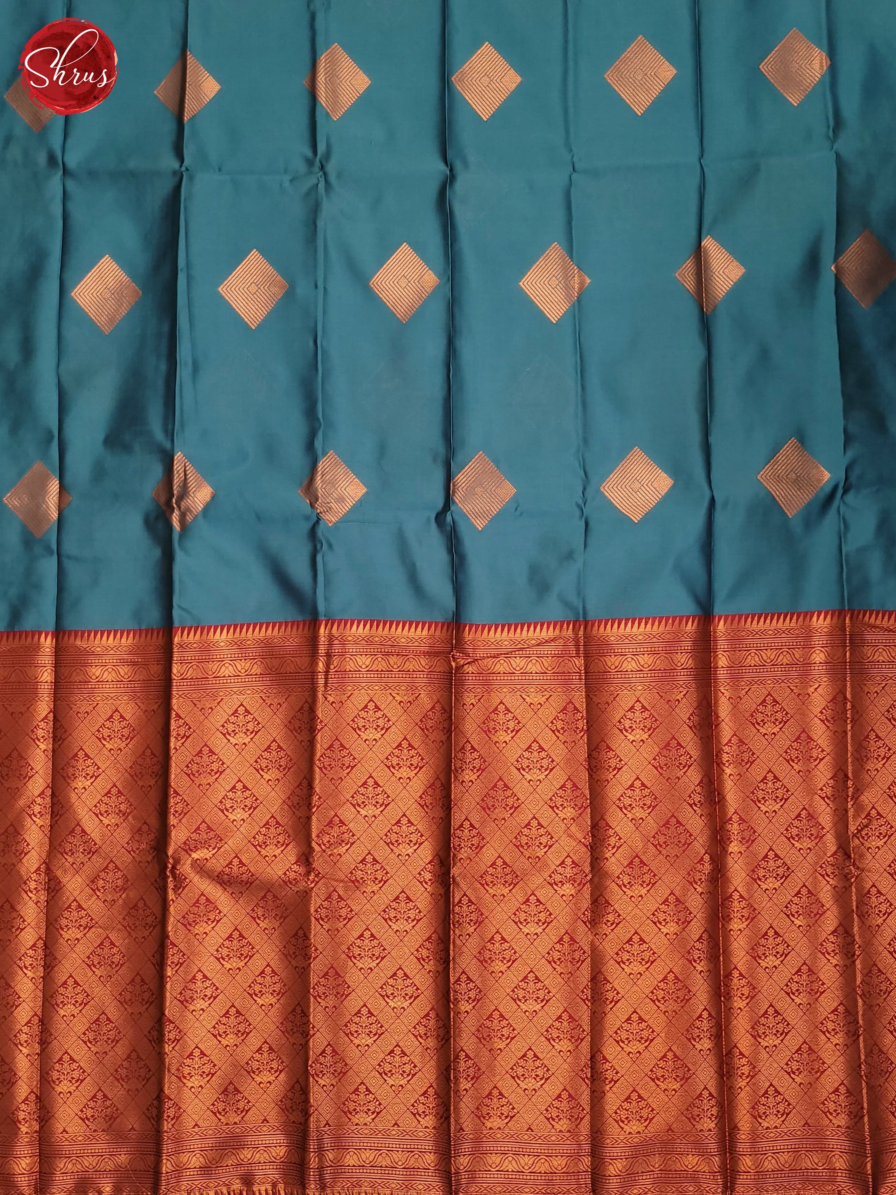 Pastel Blue & Maroon -Semi Soft Silk Saree - Shop on ShrusEternity.com