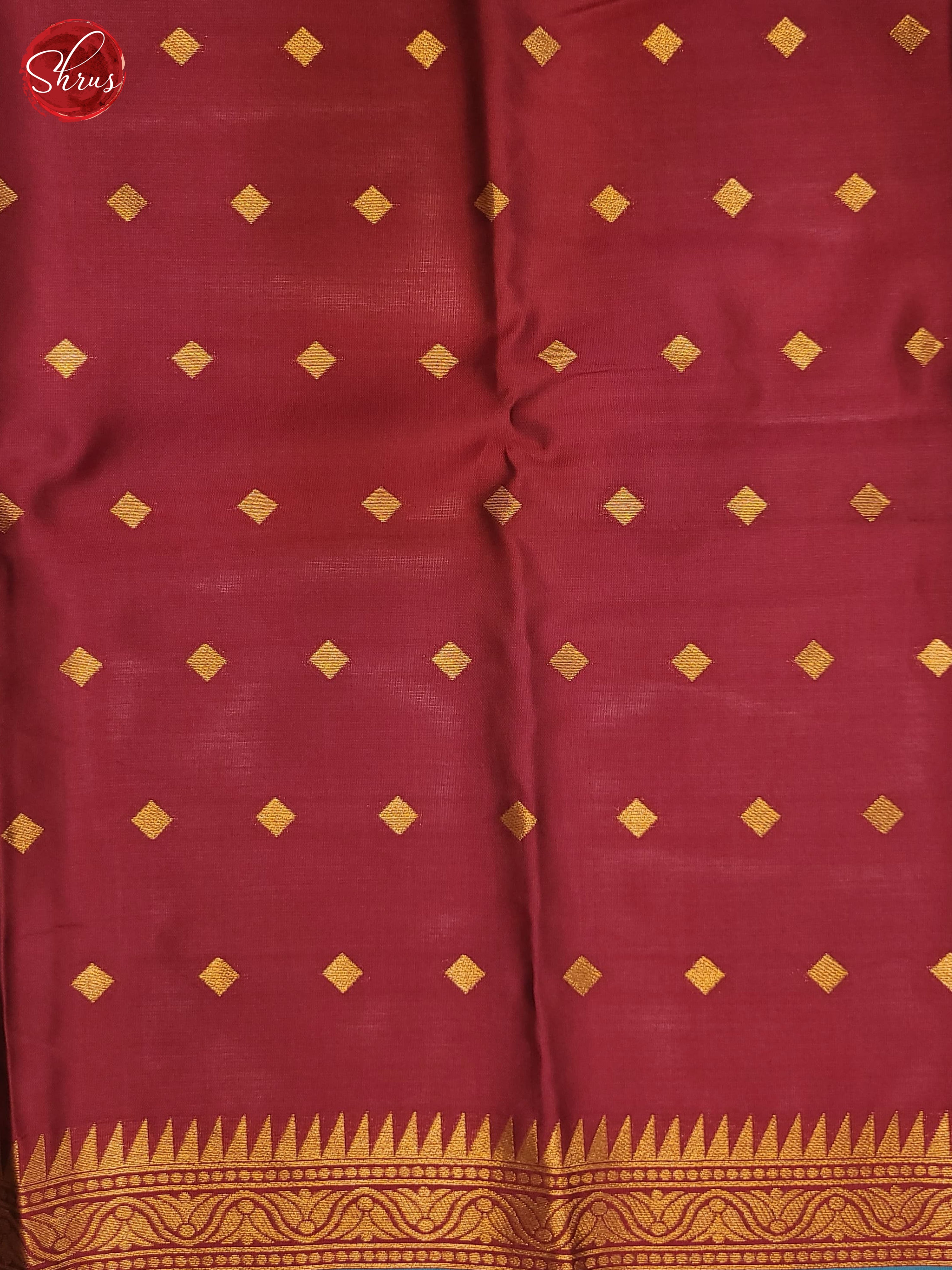 Pastel Blue & Maroon -Semi Soft Silk Saree - Shop on ShrusEternity.com