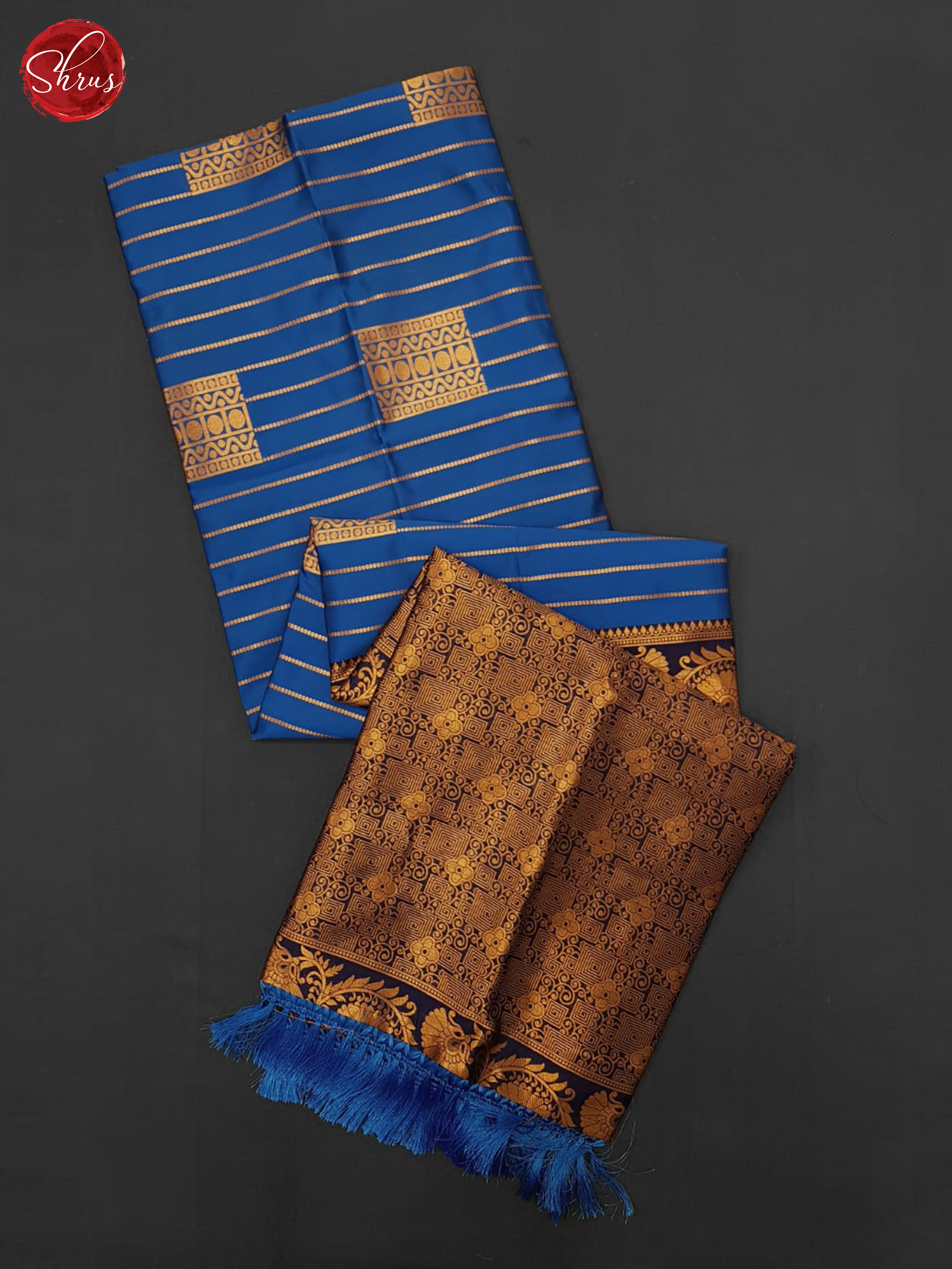 blue & Navy Blue- Semi soft Silk Saree - Shop on ShrusEternity.com