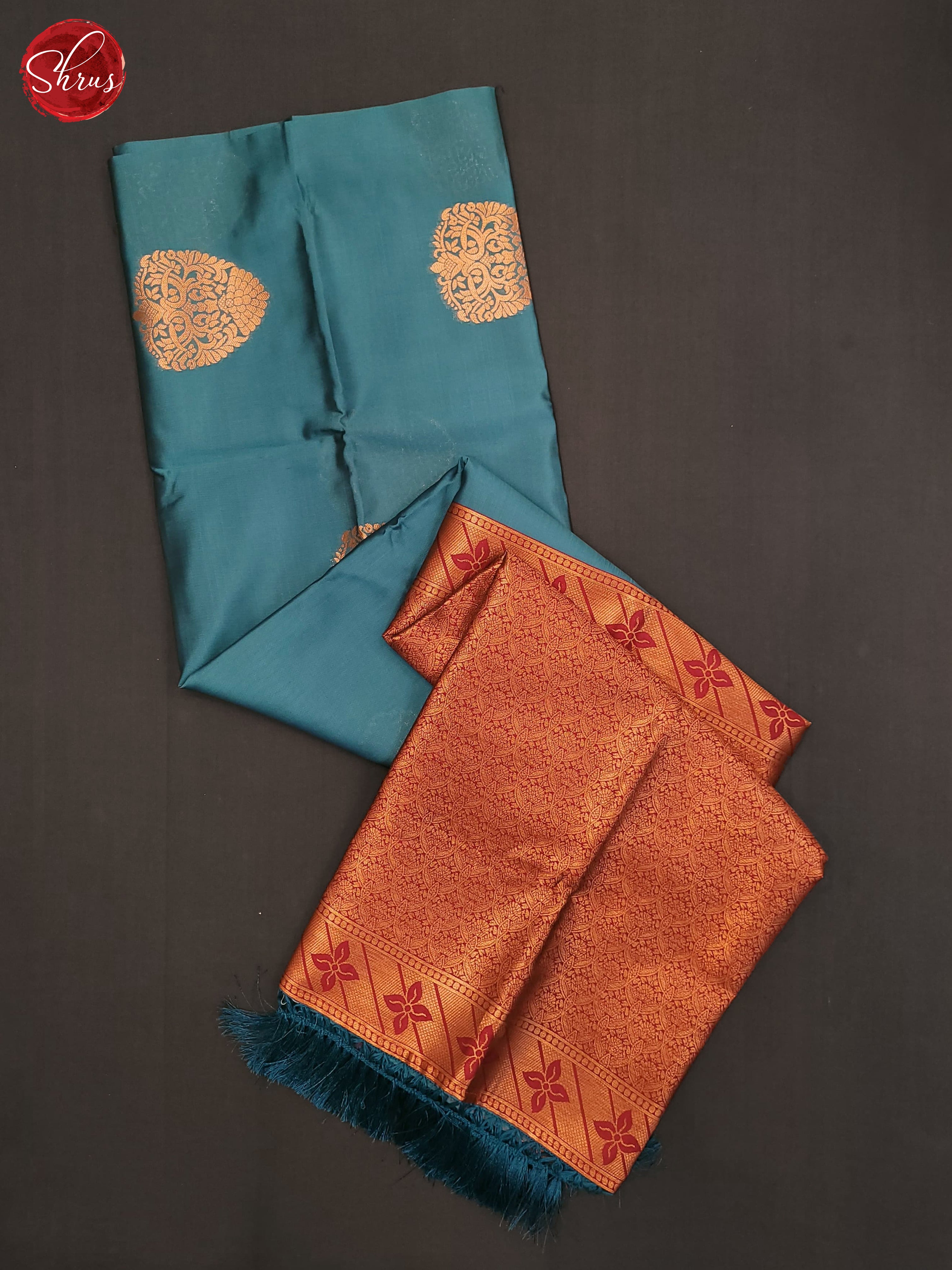 Pastel Blue & Maroon - Semi Soft Silk Saree - Shop on ShrusEternity.com