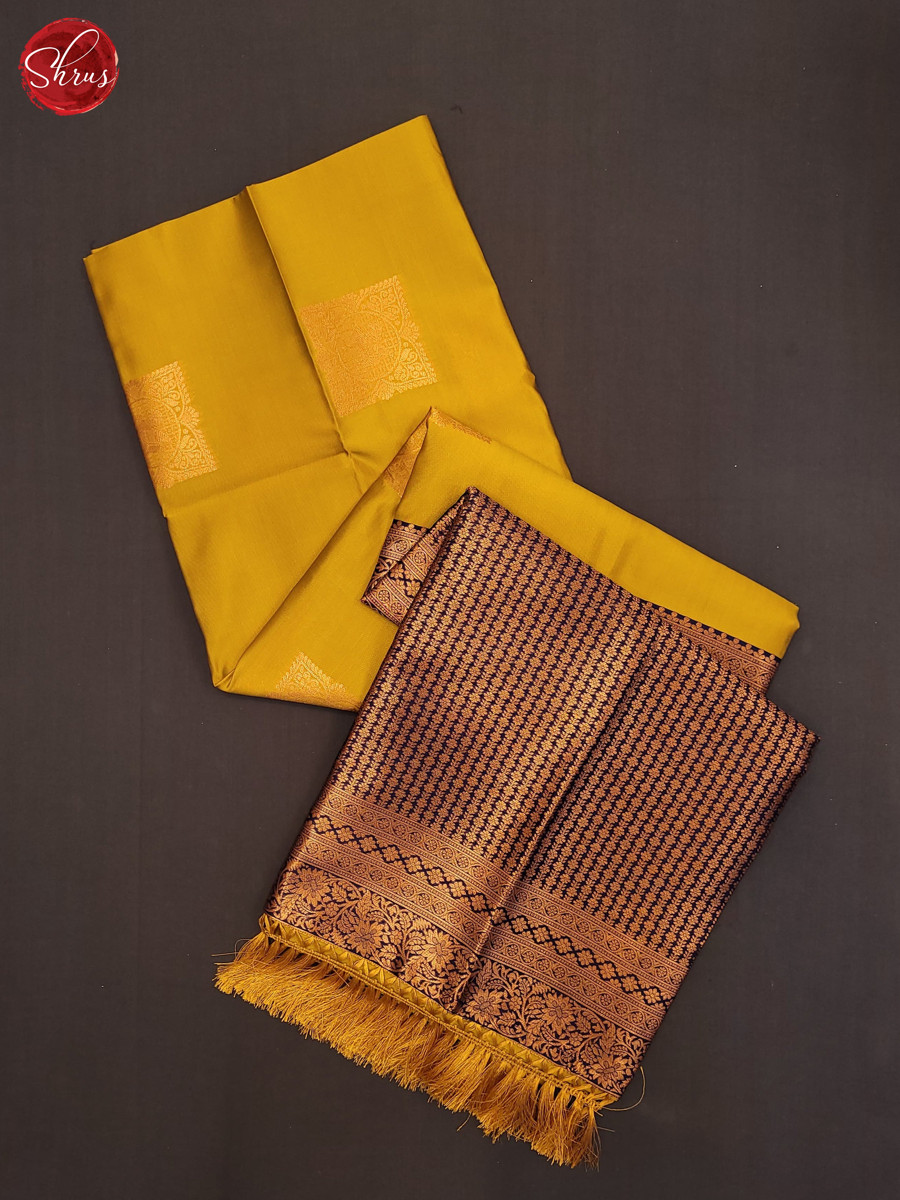 Mustard & Blue - Semi Soft Silk Saree - Shop on ShrusEternity.com