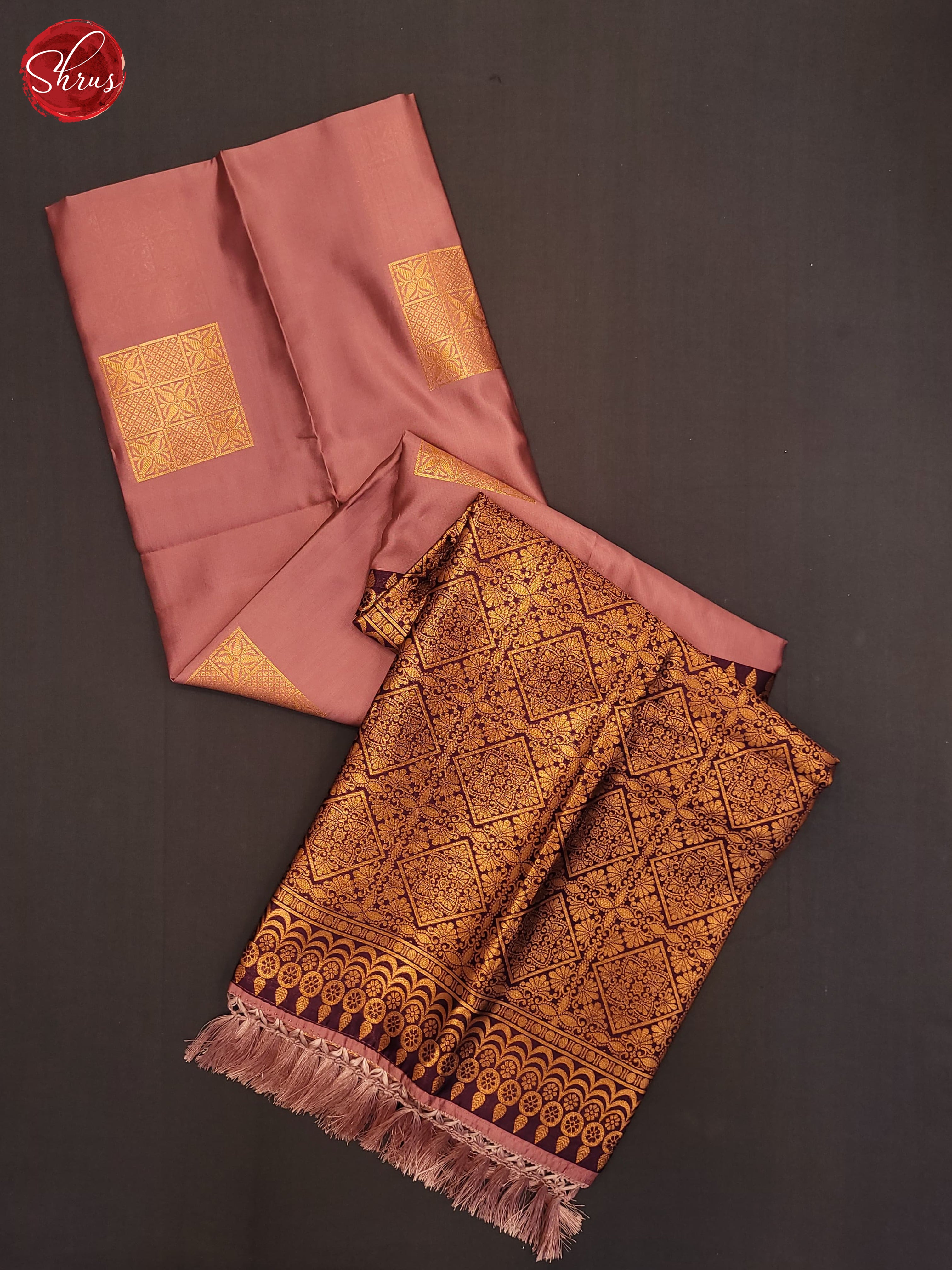 Dusty pink & Wine- Semi Soft Silk Saree - Shop on ShrusEternity.com