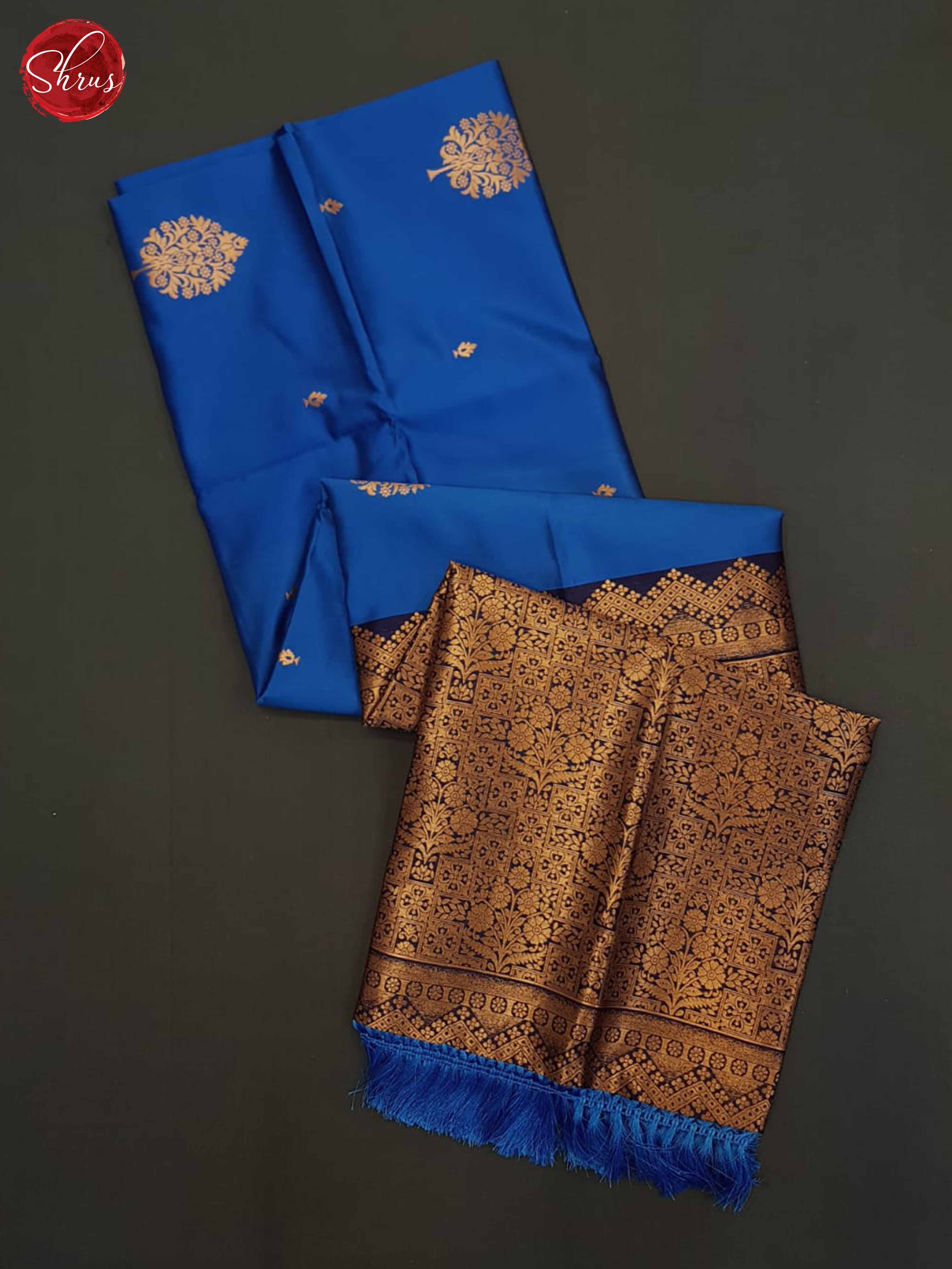 Blue & Dark Blue - Semi Soft Silk Saree - Shop on ShrusEternity.com